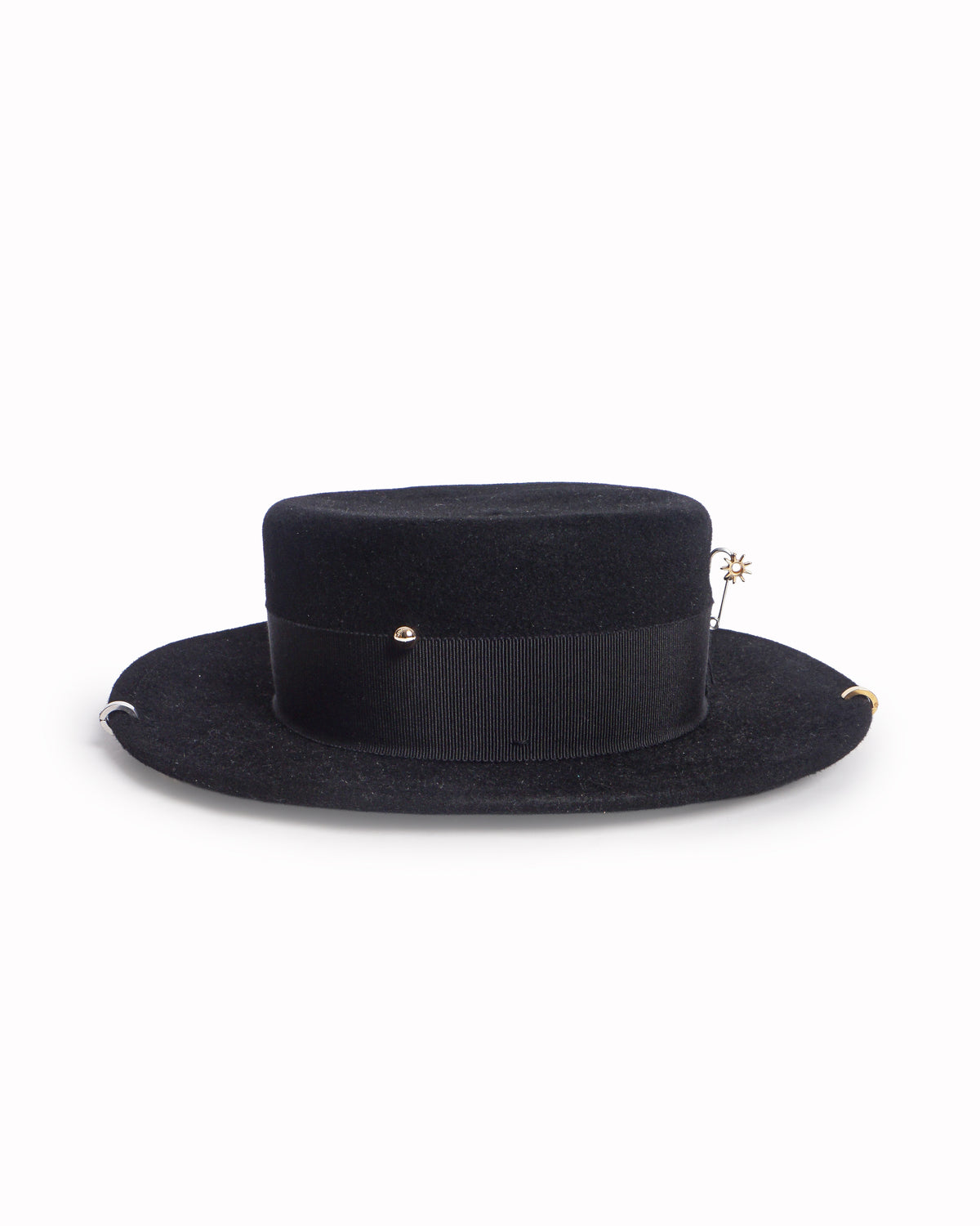 Ruslan Baginskiy Black Wool Felt Boater Hat