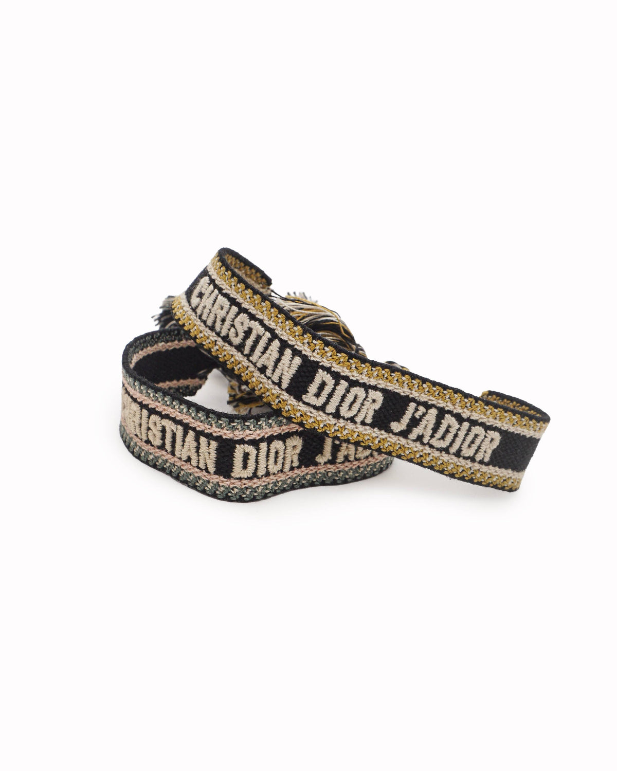 Dior J'Adior Woven Embroidered Logo Ribbon Bracelets