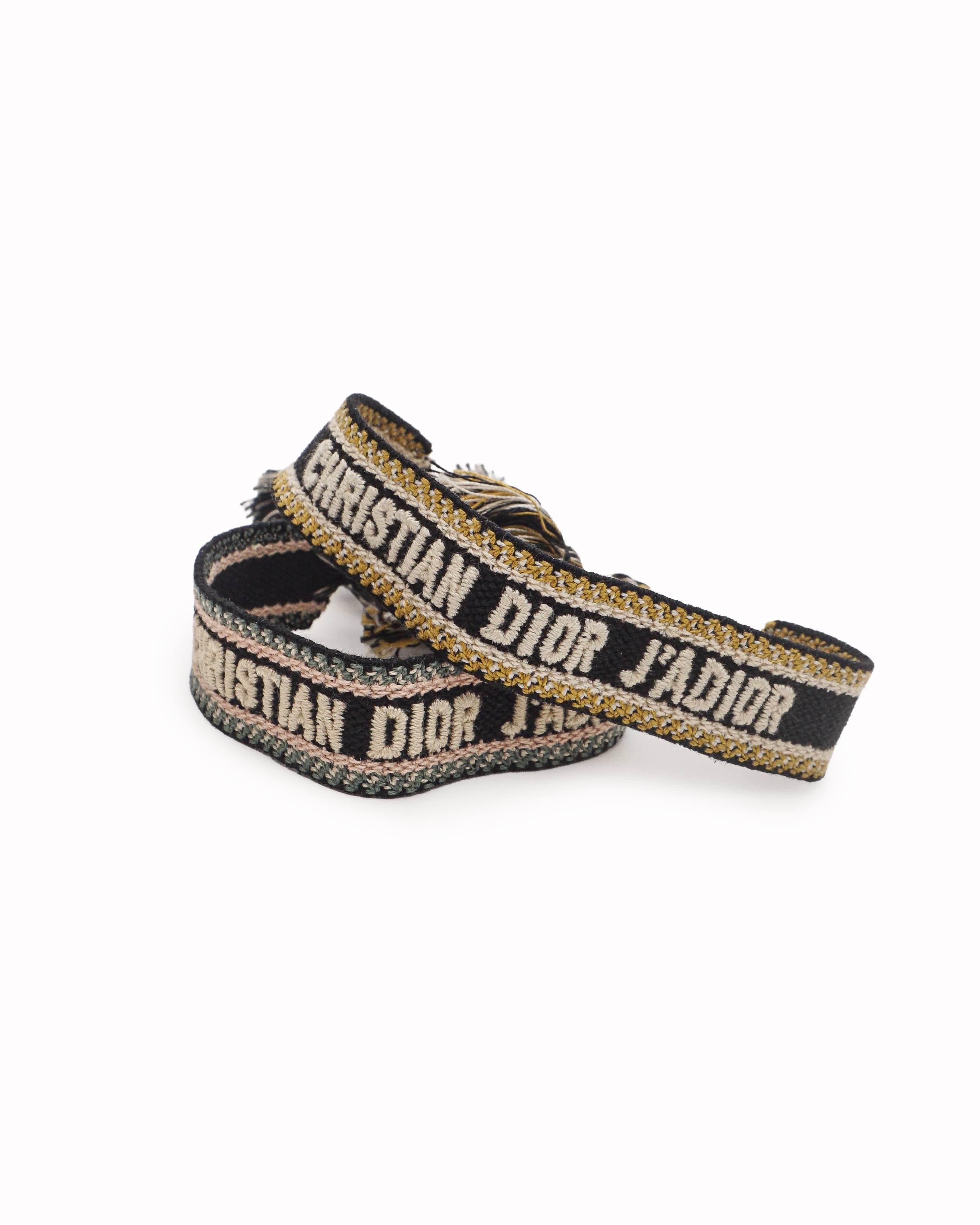 Dior J'Adior Woven Embroidered Logo Ribbon Bracelets