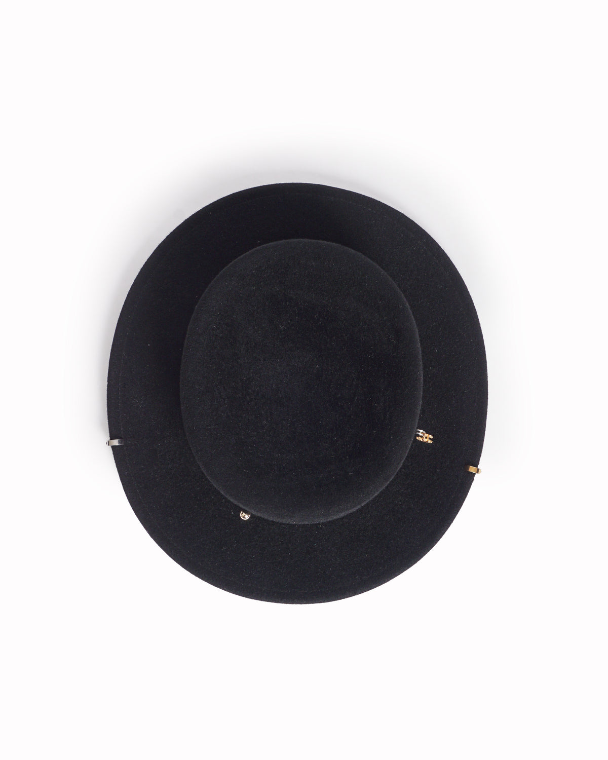 Ruslan Baginskiy Black Wool Felt Boater Hat