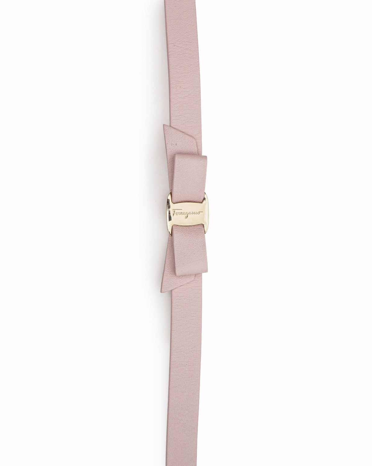 Salvatore Ferragamo Pastel Pink Leather Vara Bow Double Wrap Bracelet