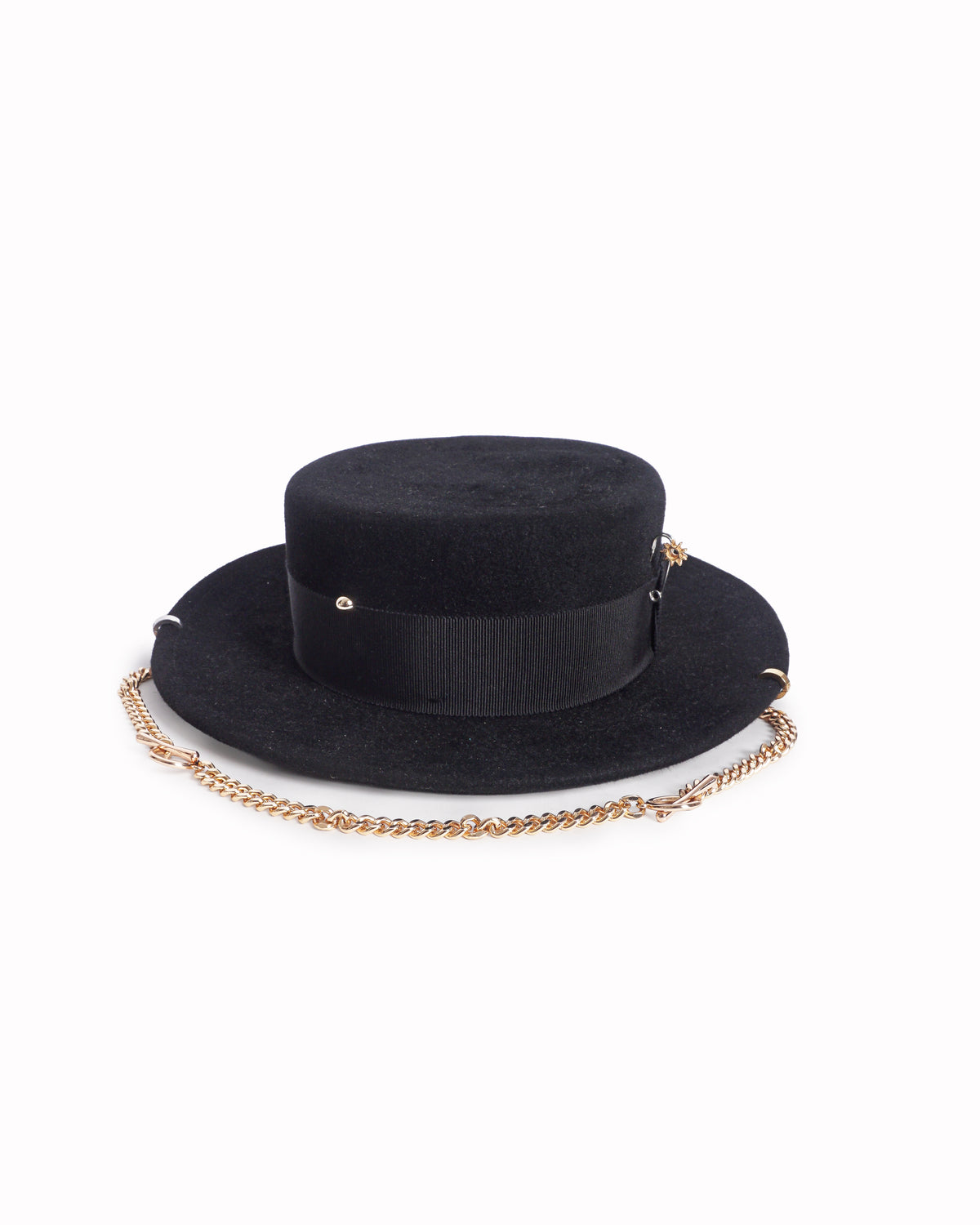 Ruslan Baginskiy Black Wool Felt Boater Hat