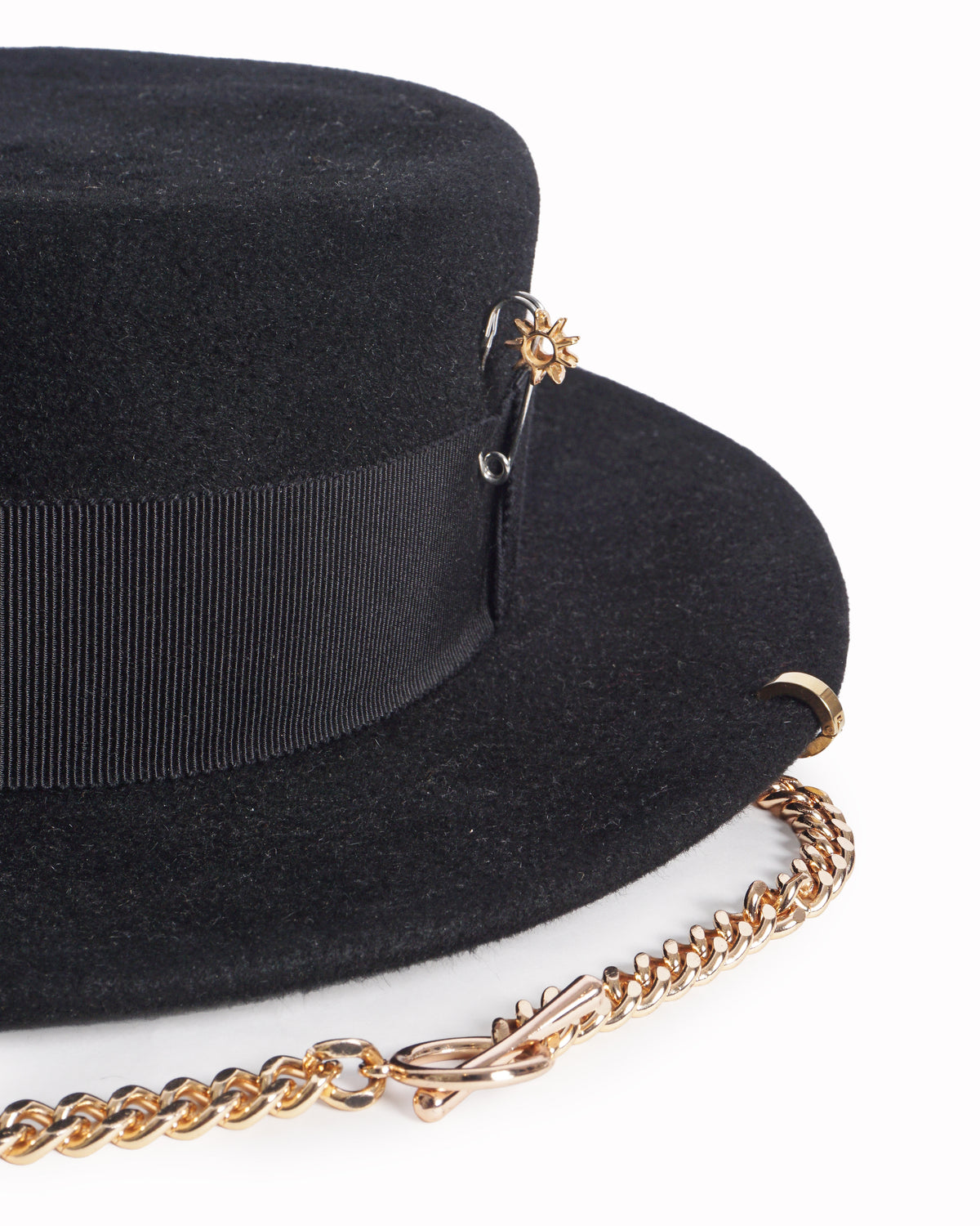 Ruslan Baginskiy Black Wool Felt Boater Hat