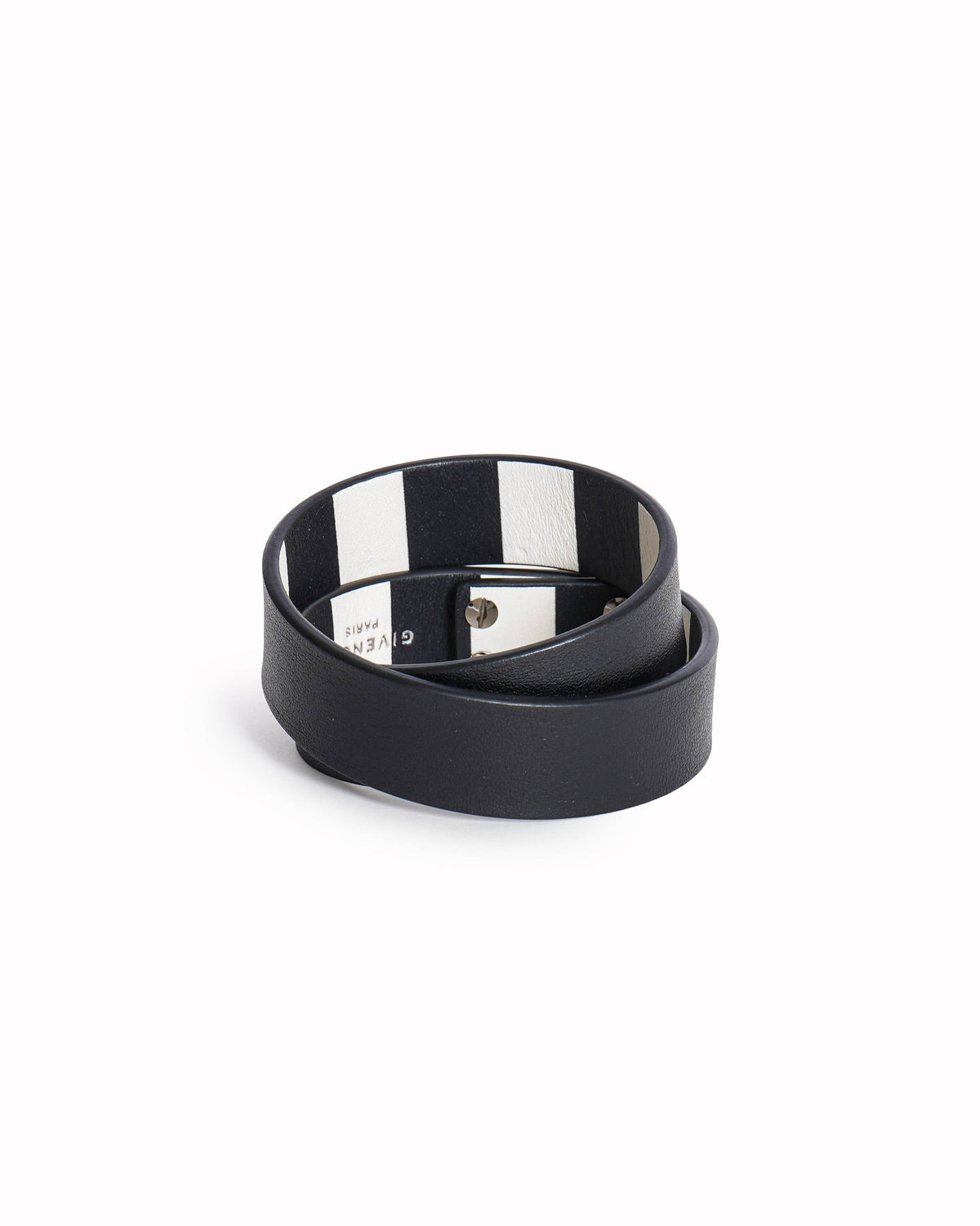 Givenchy Two Row Shark Lock Double Wrap Leather Bracelet