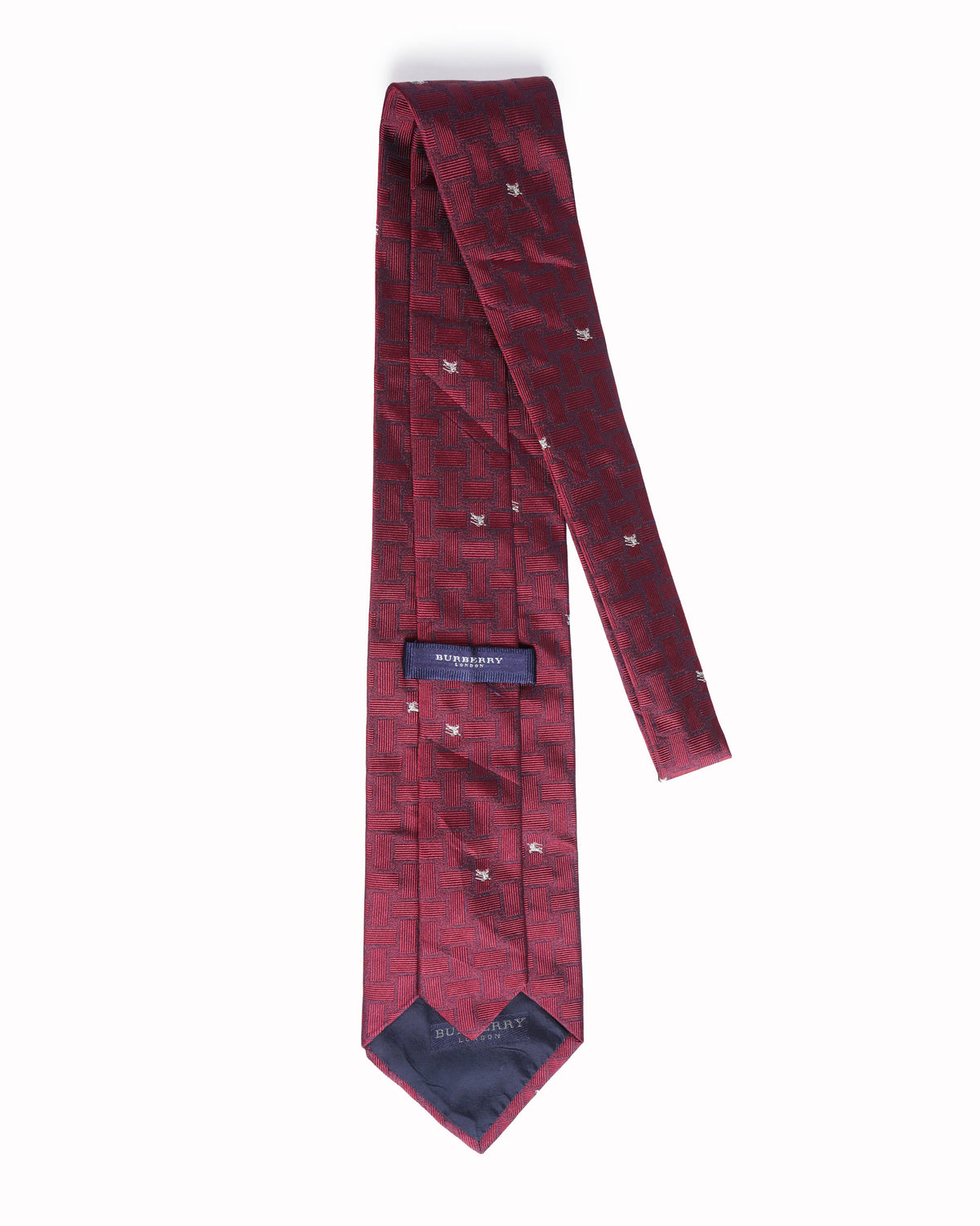 Burberry red check pattern equestrian knight logo tie