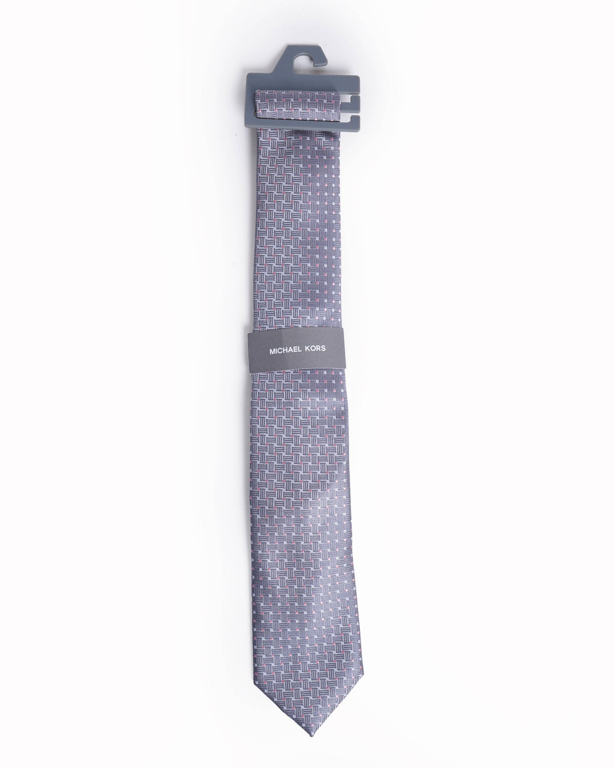 Michael Kors Grey Geometric Micro-Square Pattern Tie