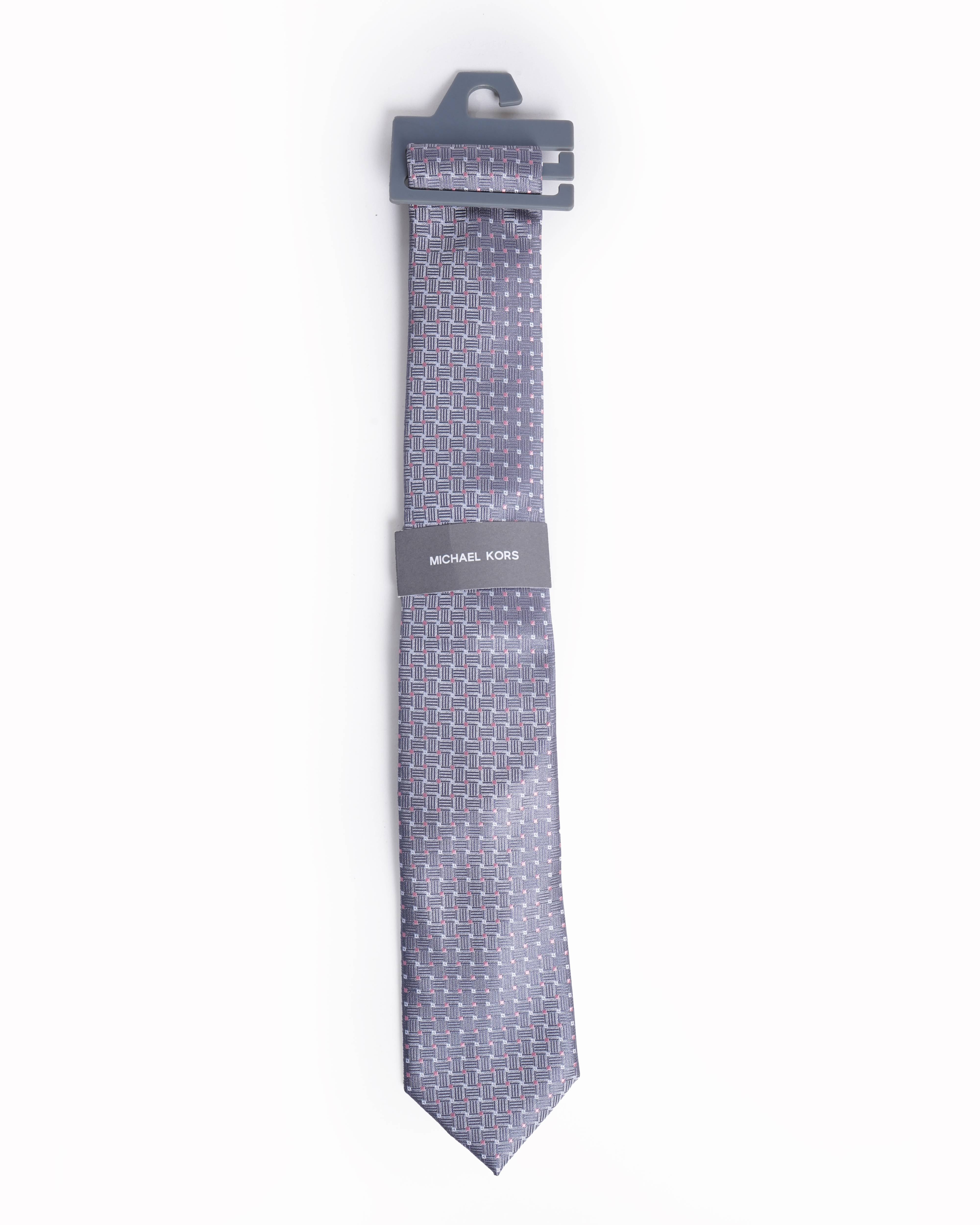 Michael Kors Grey Geometric Micro-Square Pattern Tie