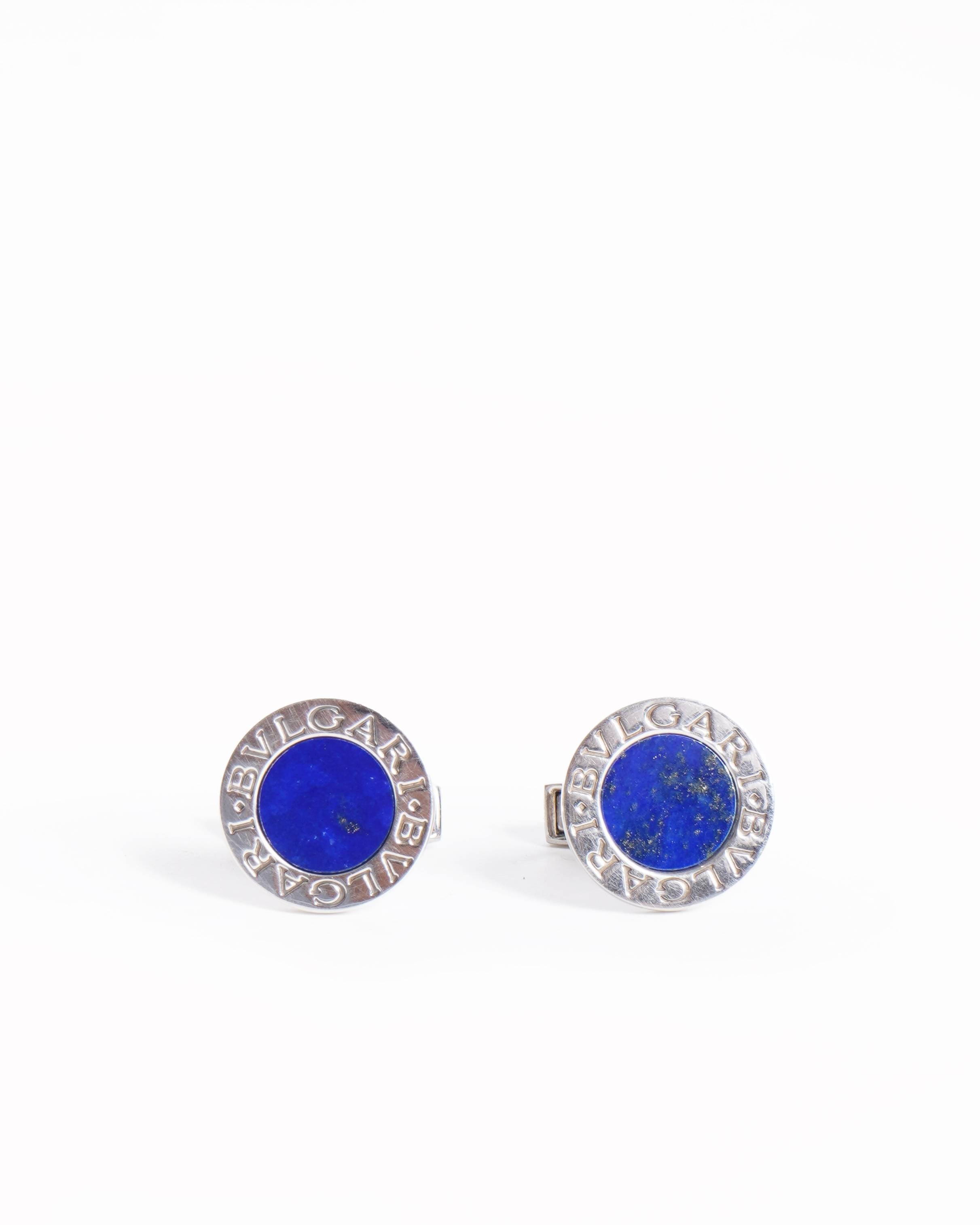 Bvlgari lapis lazuli silver & blue cufflinks