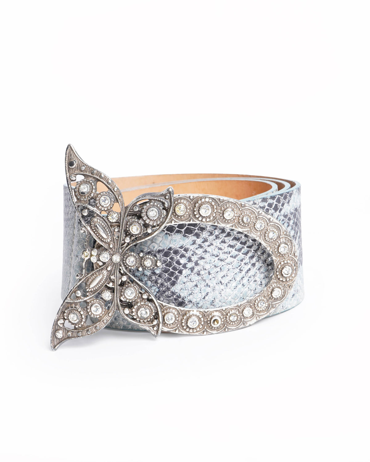 Roberto Cavalli Metallic Butterfly Buckle Belt