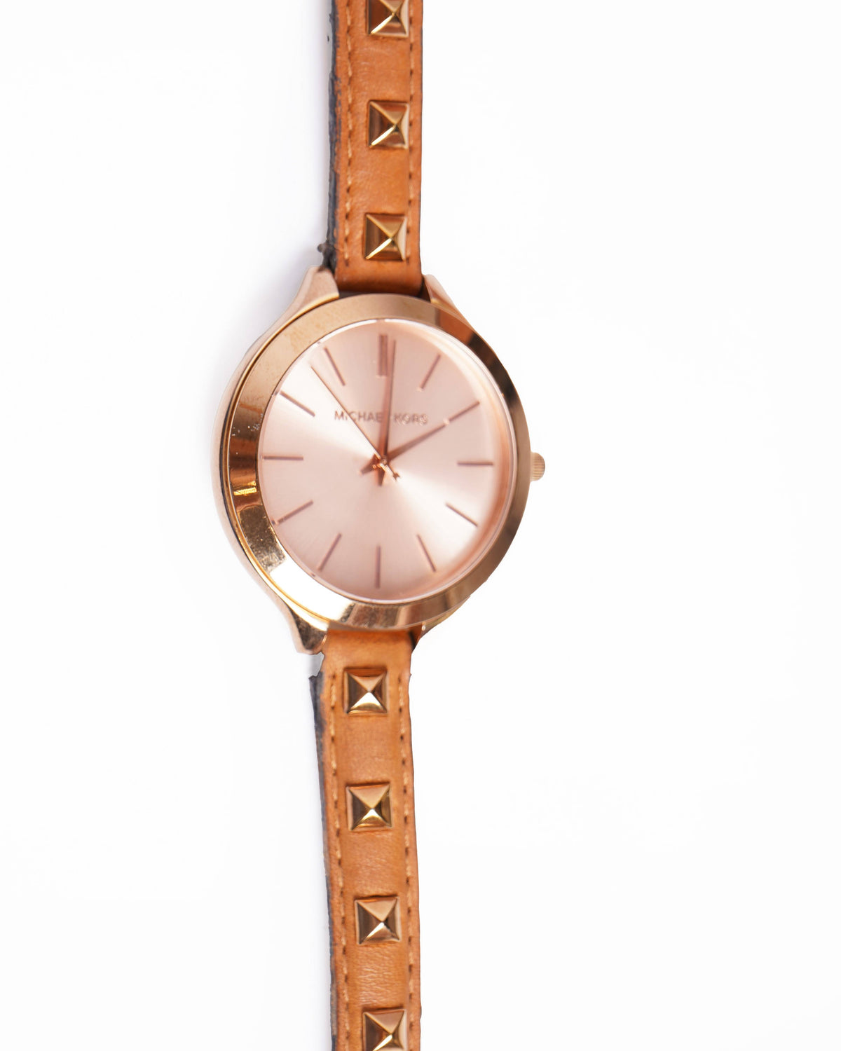 Michael Kors Wrap Around Spikes Detailed Women's Watch In Brown