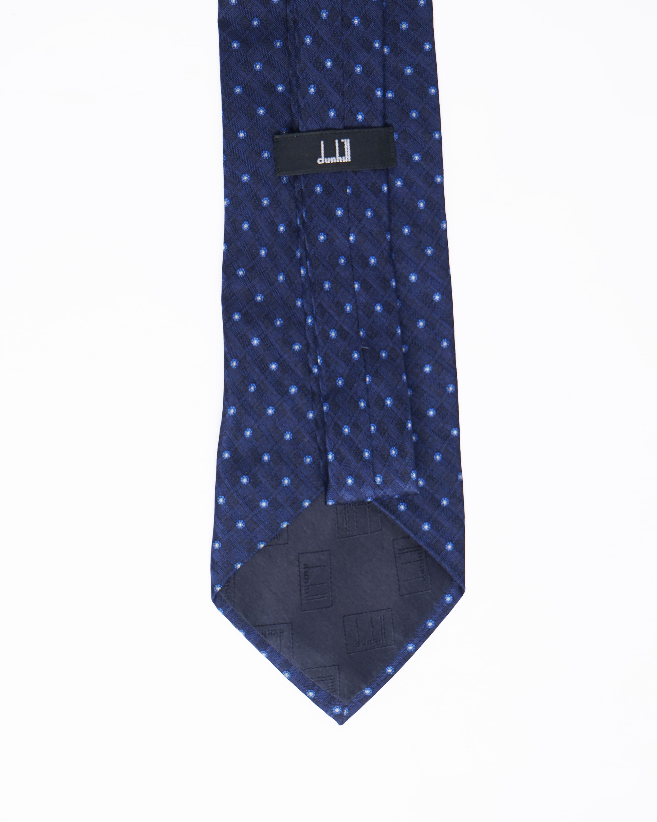Dunhill Polka Dot Tie In Navy Blue