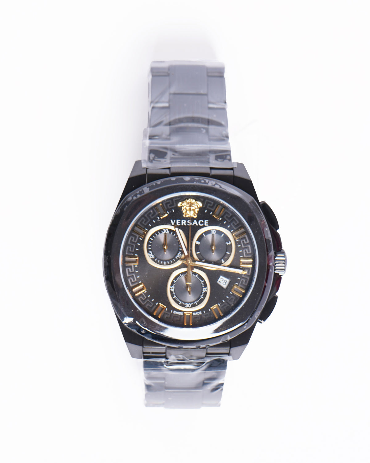 New Versace men's black and gold chronograph watch