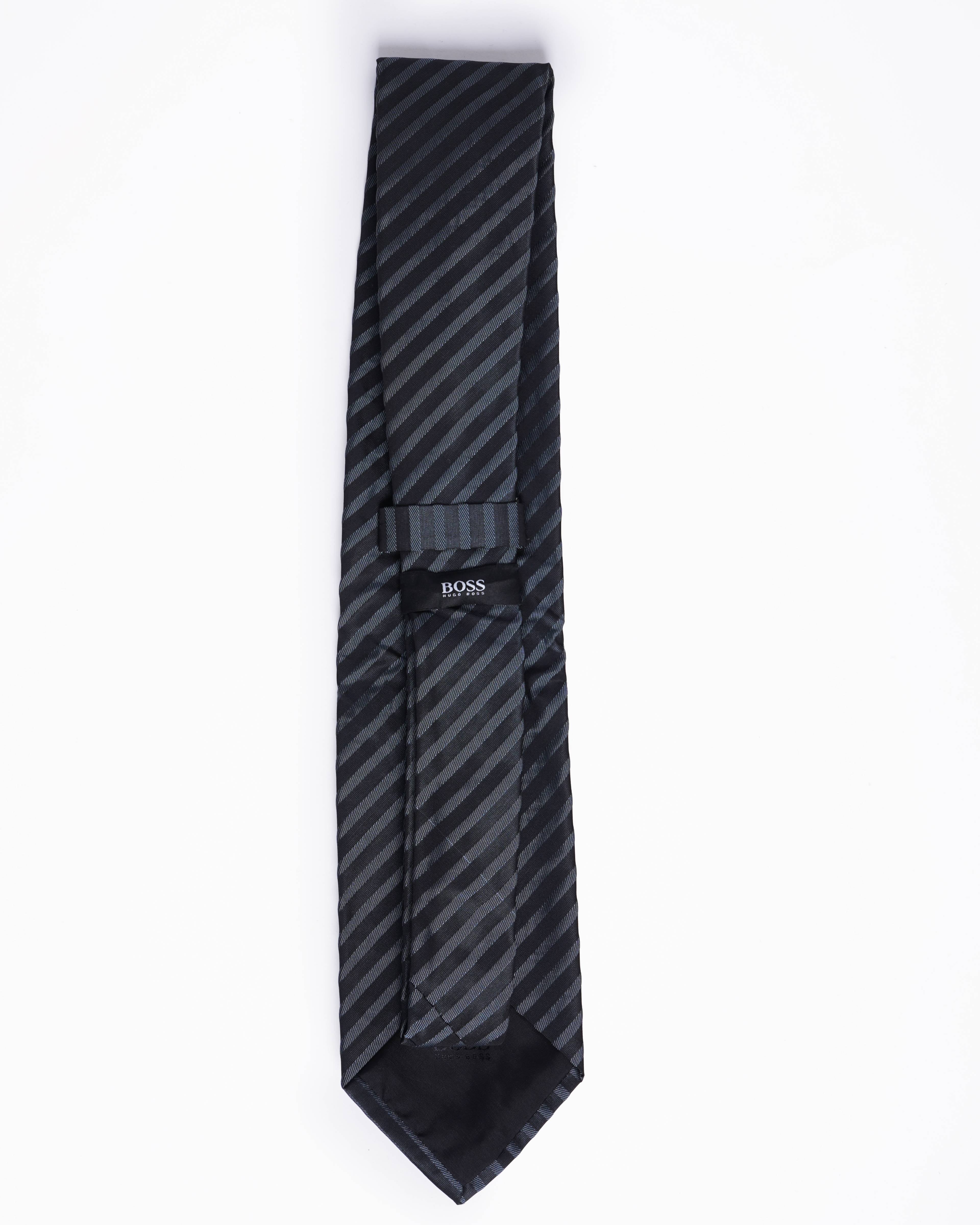 Hugo boss black and grey striped tie