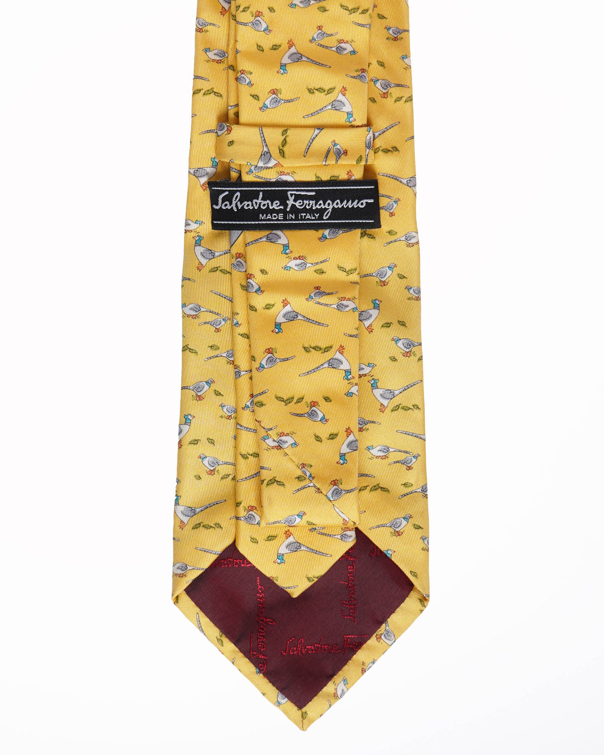 Salvatore ferragamo yellow birds printed tie