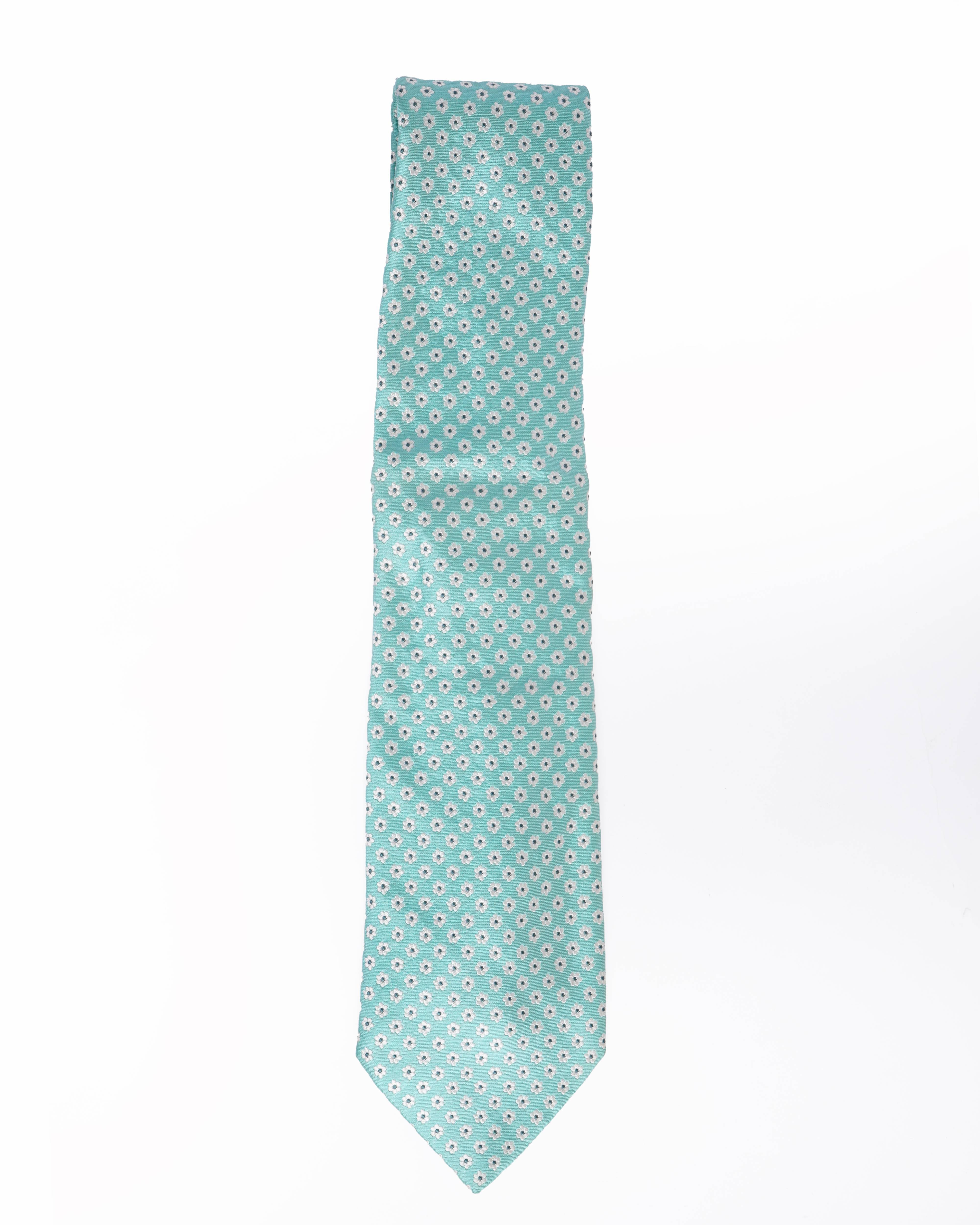 Dunhill flower printed lightblue tie