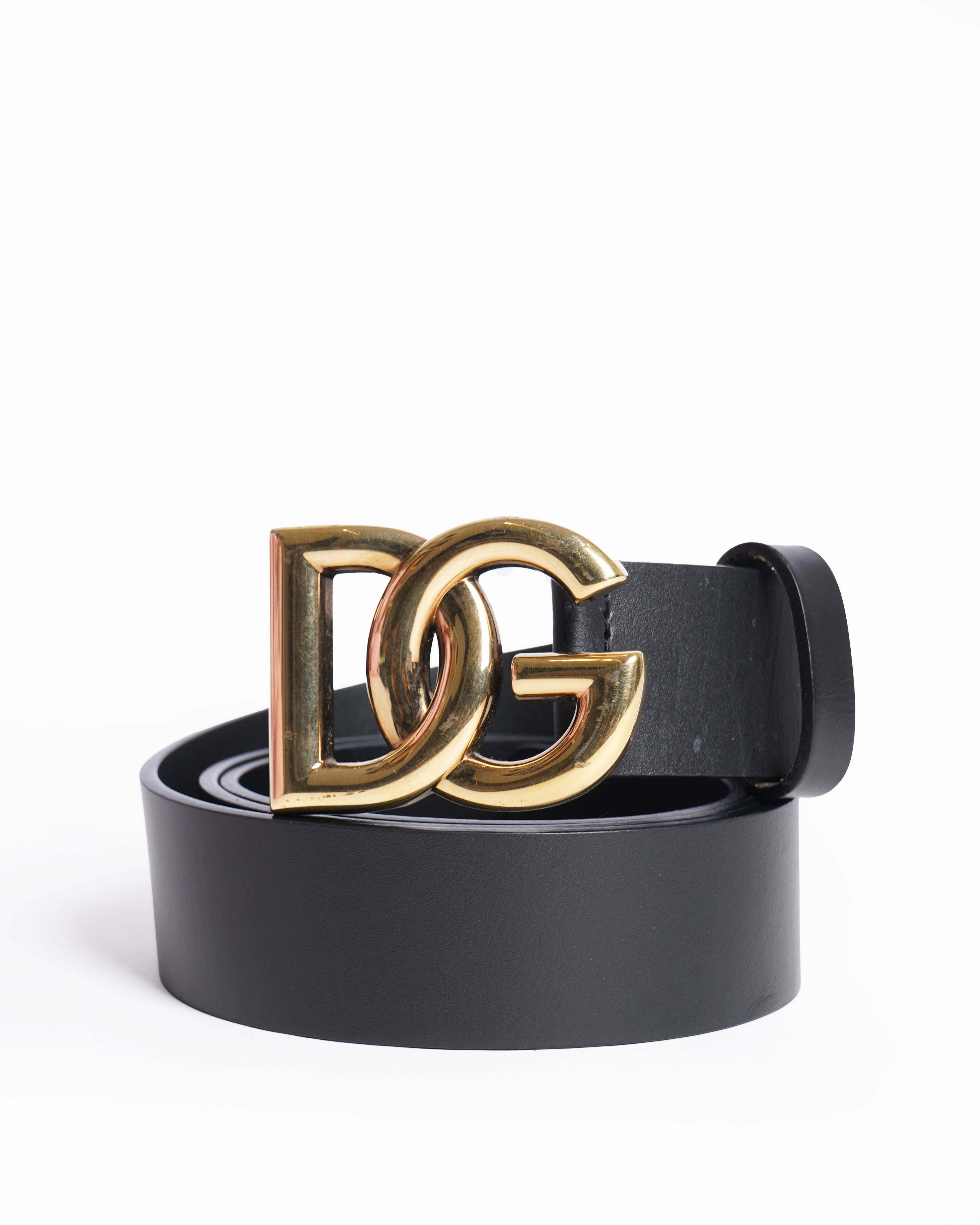 Dolce & Gabbana Lux leather belt with crossover DG logo buckle