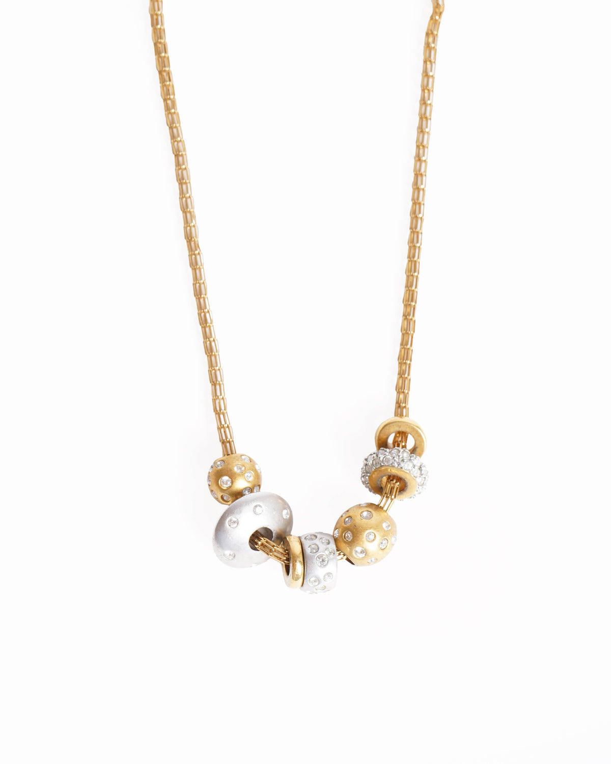 Swarovski dual tone studded crystal necklace