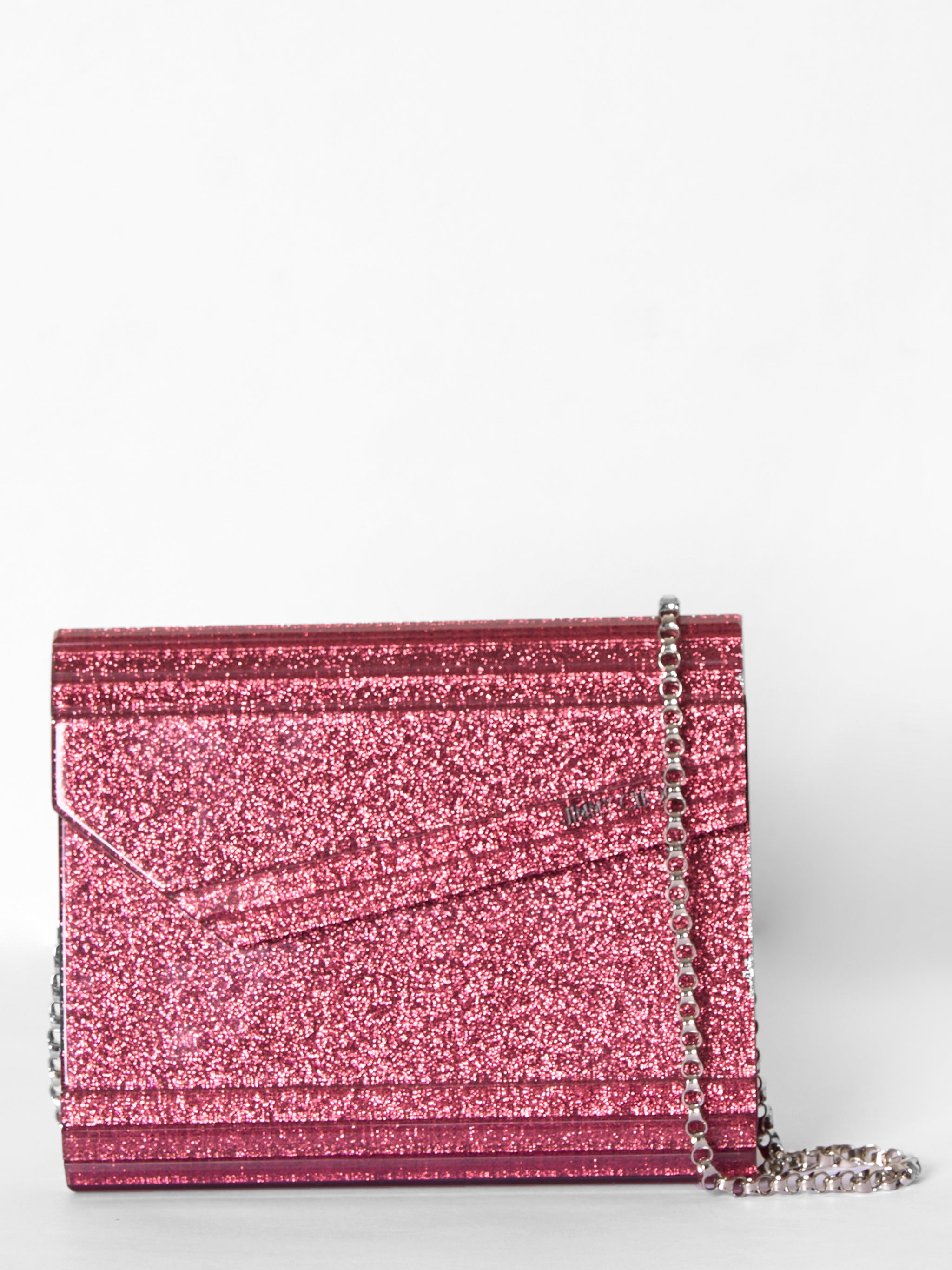 Jimmy Choo Pink Acrylic Shimmer Crossbody Bag