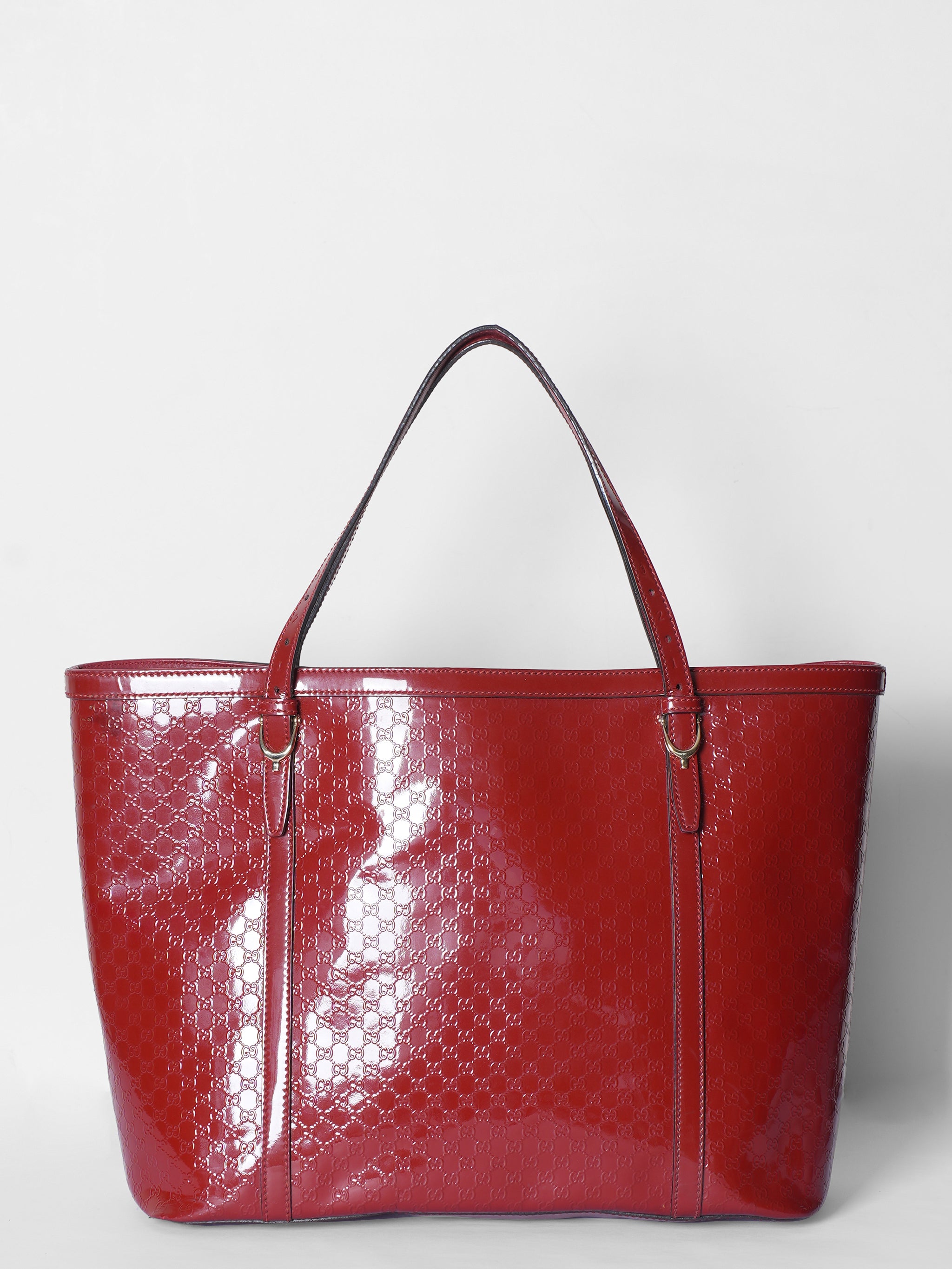 Gucci Red Micro Guccissima Patent Leather Tote Bag
