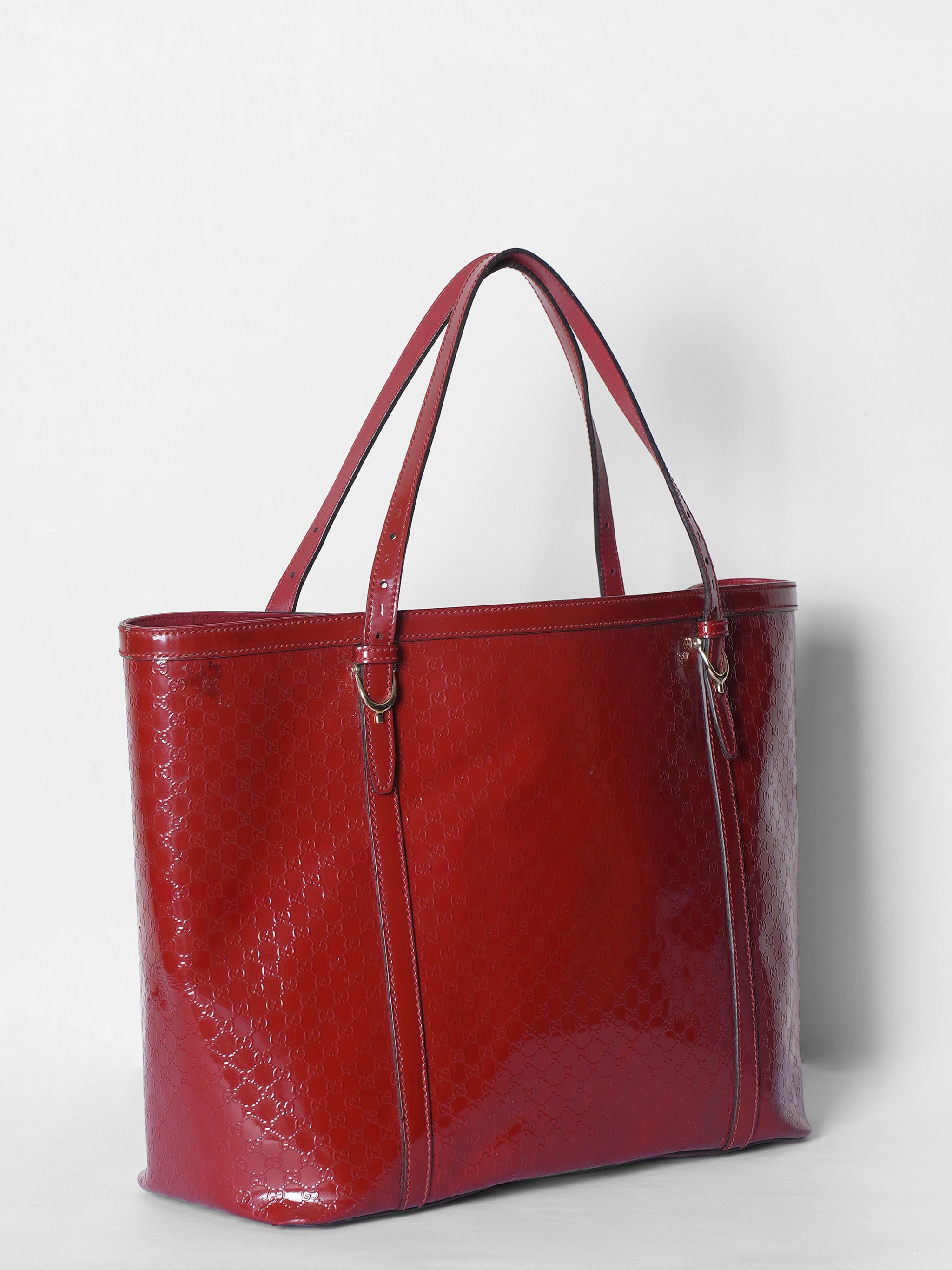 Gucci Red Micro Guccissima Patent Leather Tote Bag