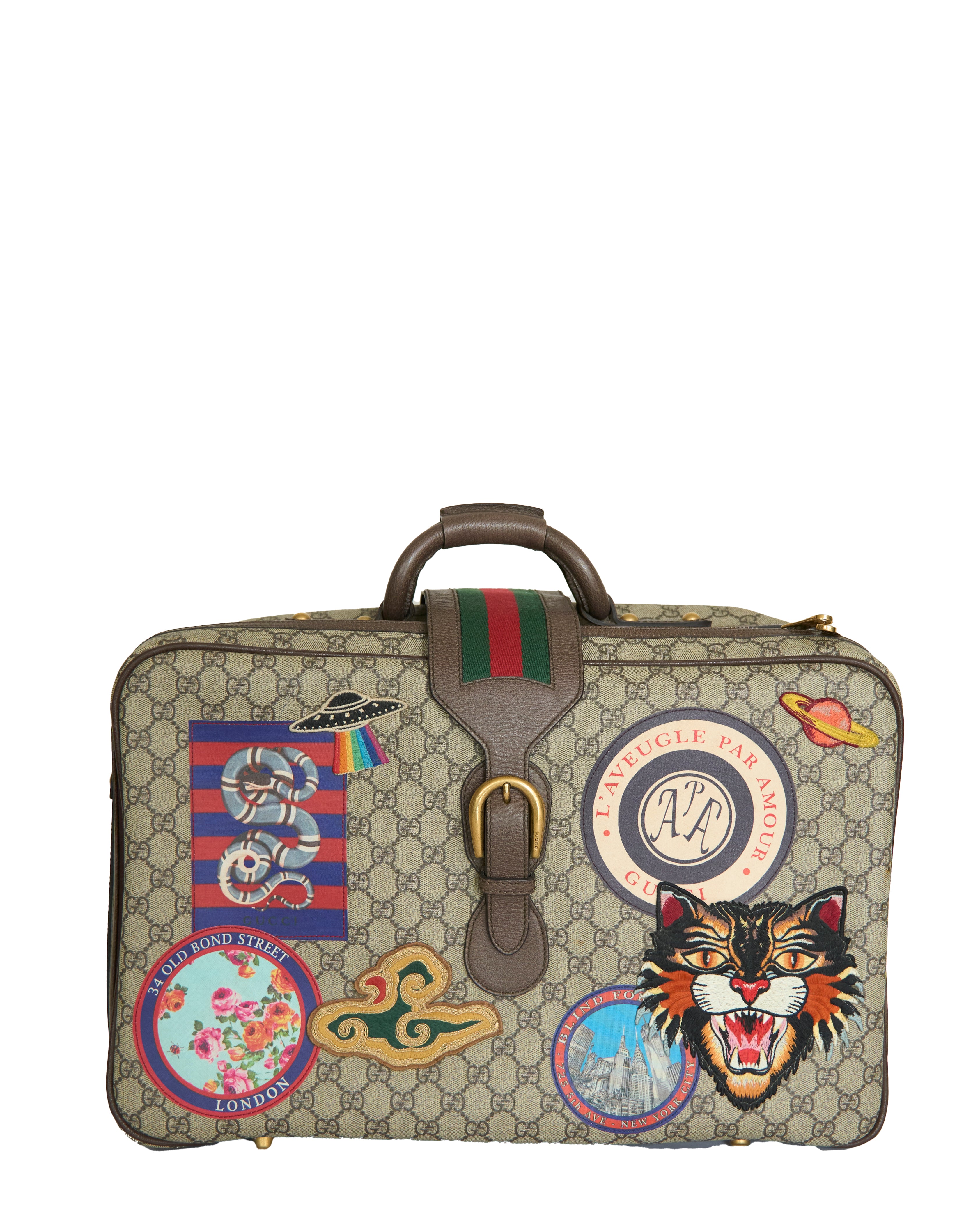 Gucci GG Supreme Monogram Embroidered Courier Suitcase