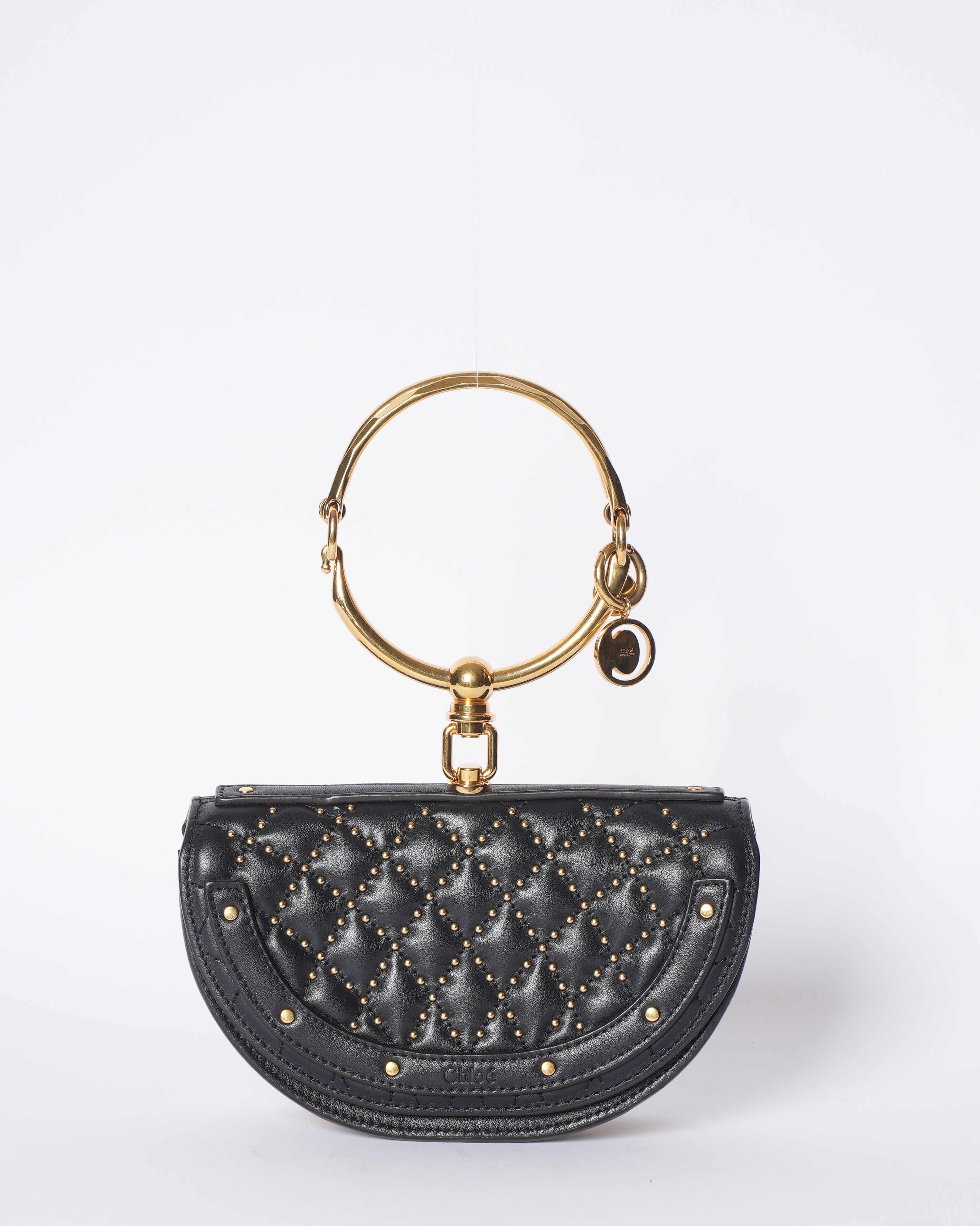 Chloe Calf Skin Nile Bracelet Bag In Black