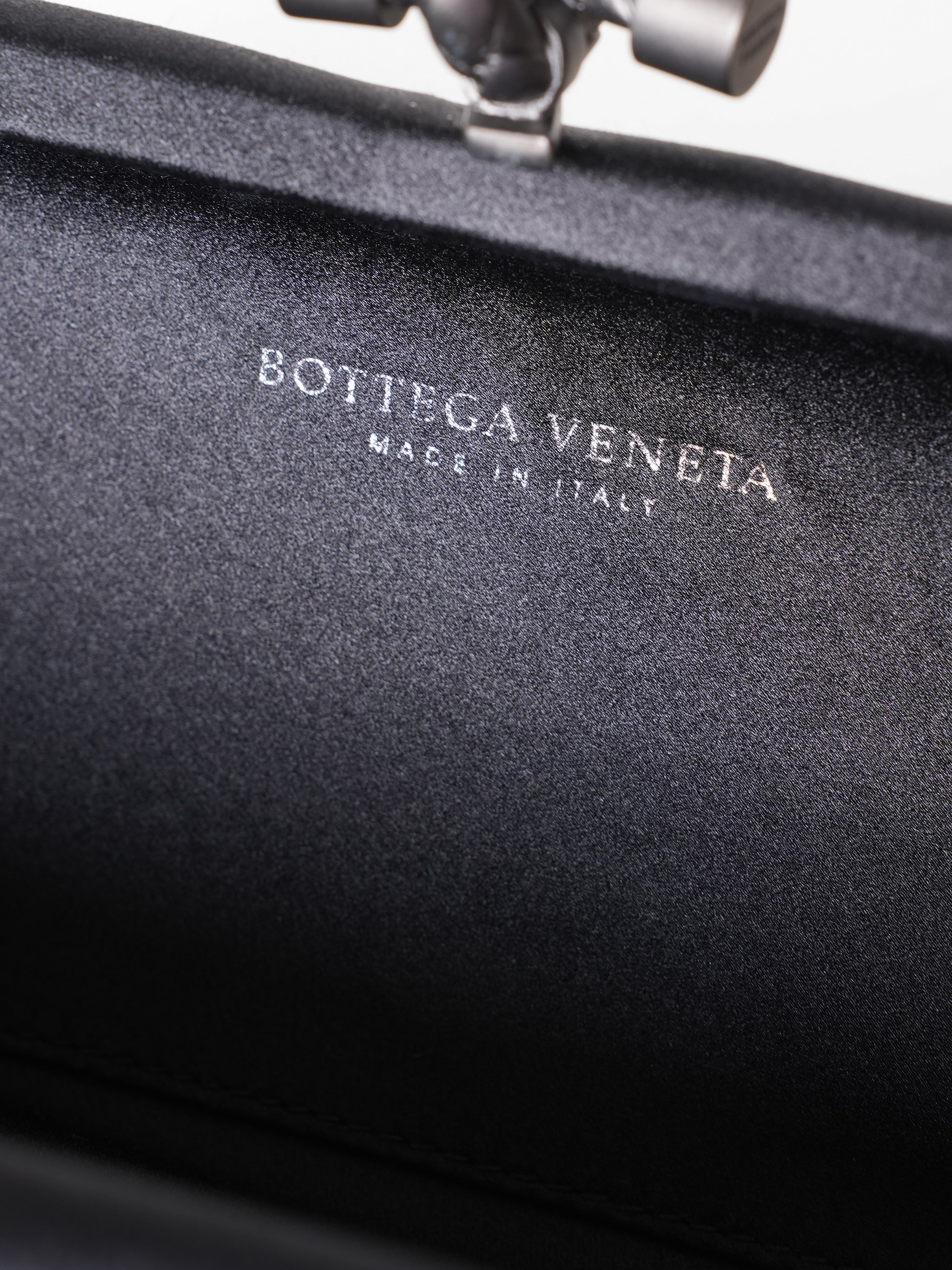 Bottega Veneta Black Intrecciato Silk Stretch Knot Clutch