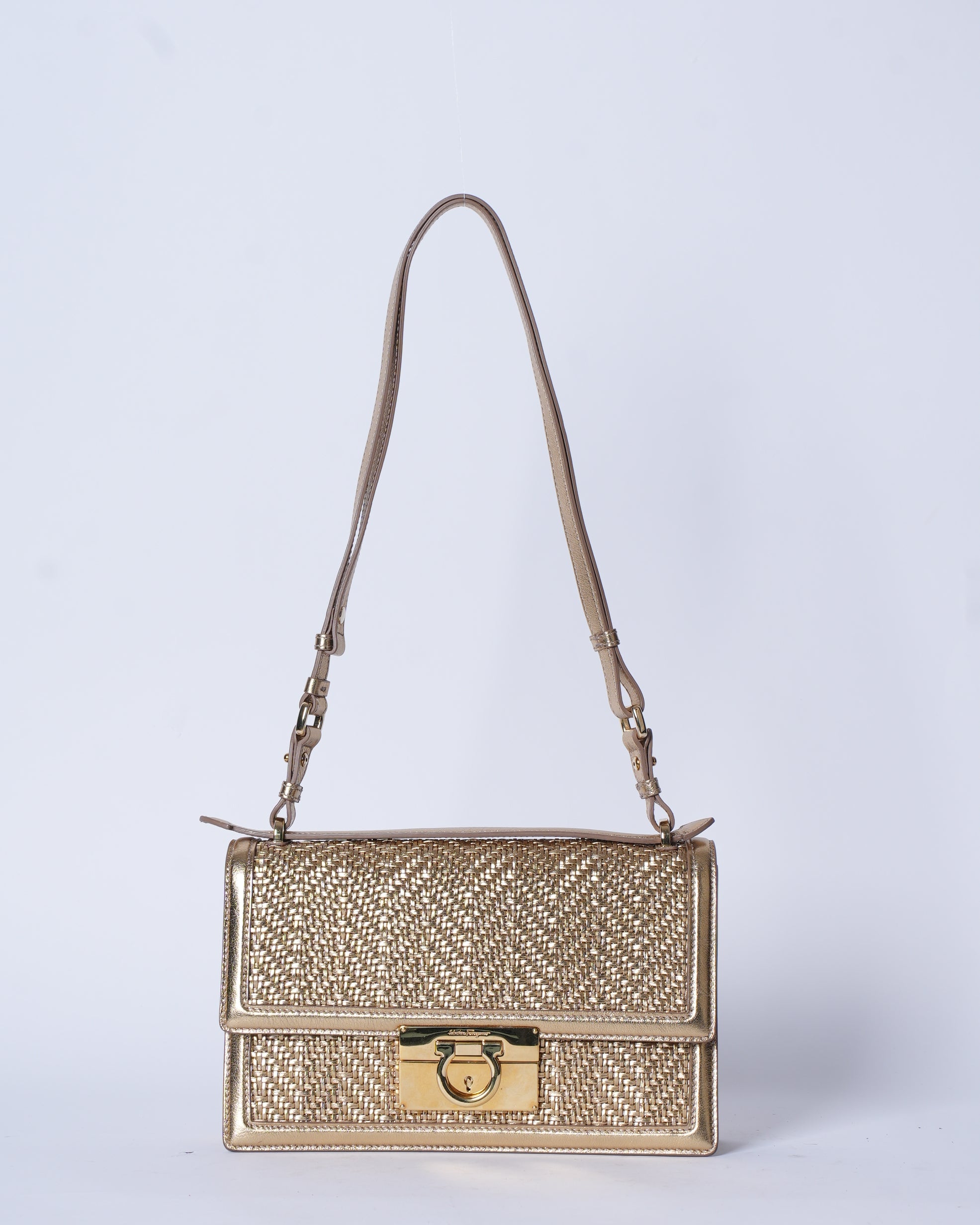 Ferragamo Aileen Gancio Woven Calfskin Crossbody