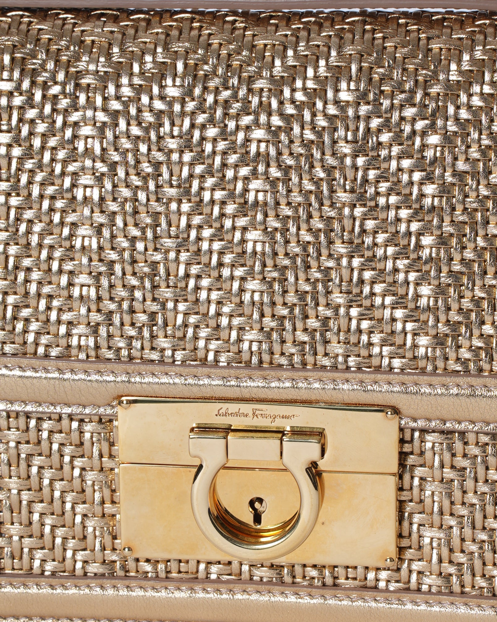 Ferragamo Aileen Gancio Woven Calfskin Crossbody