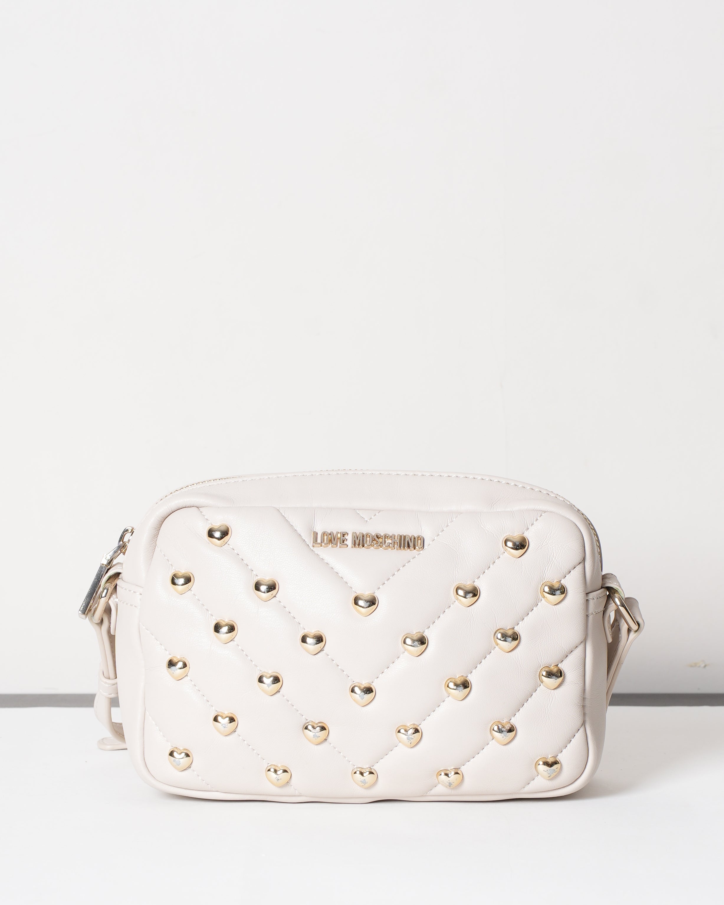 Love Moschino Quilted Crossbody In Beige