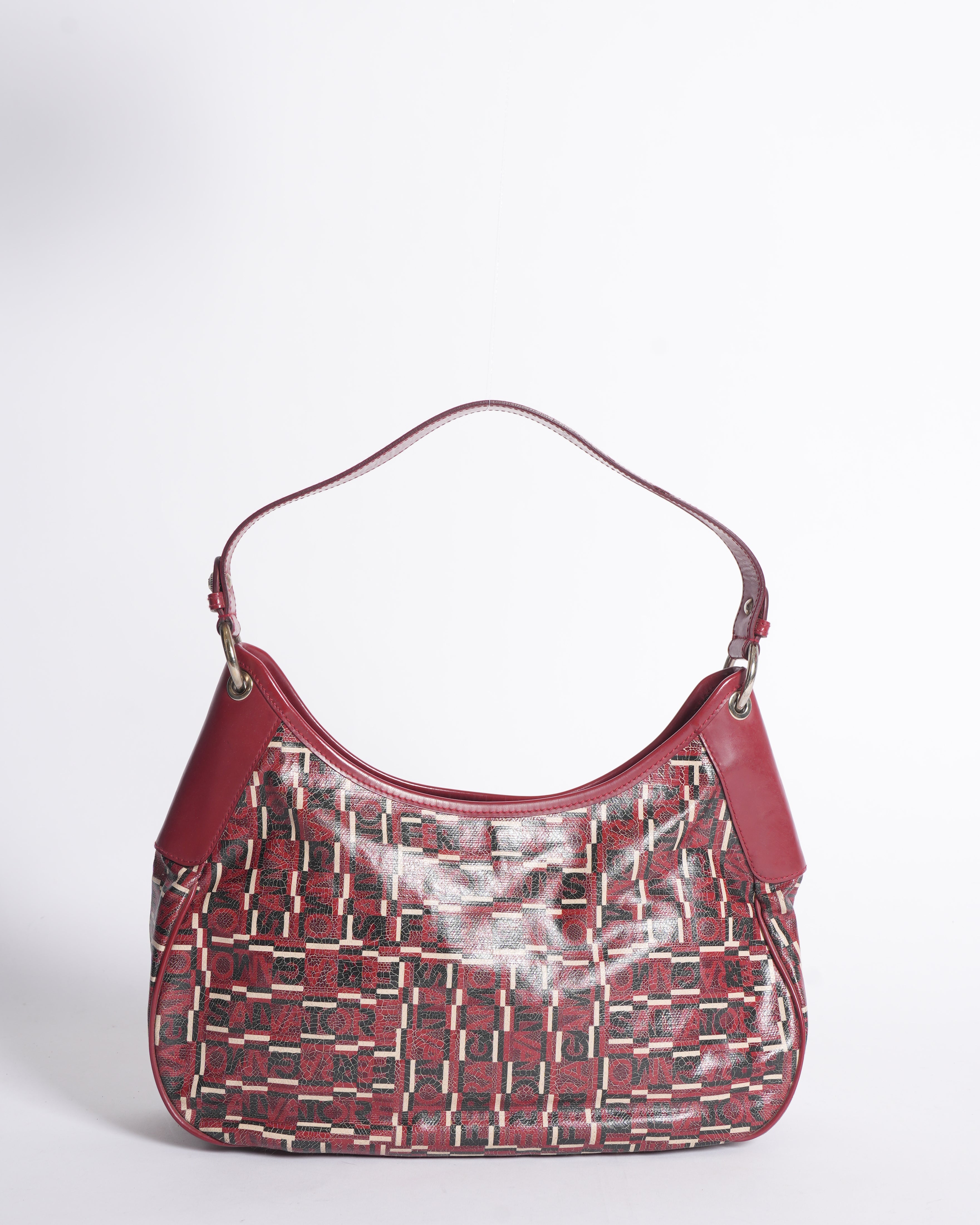 Salvatore Ferragamo red printed  shoulder bag