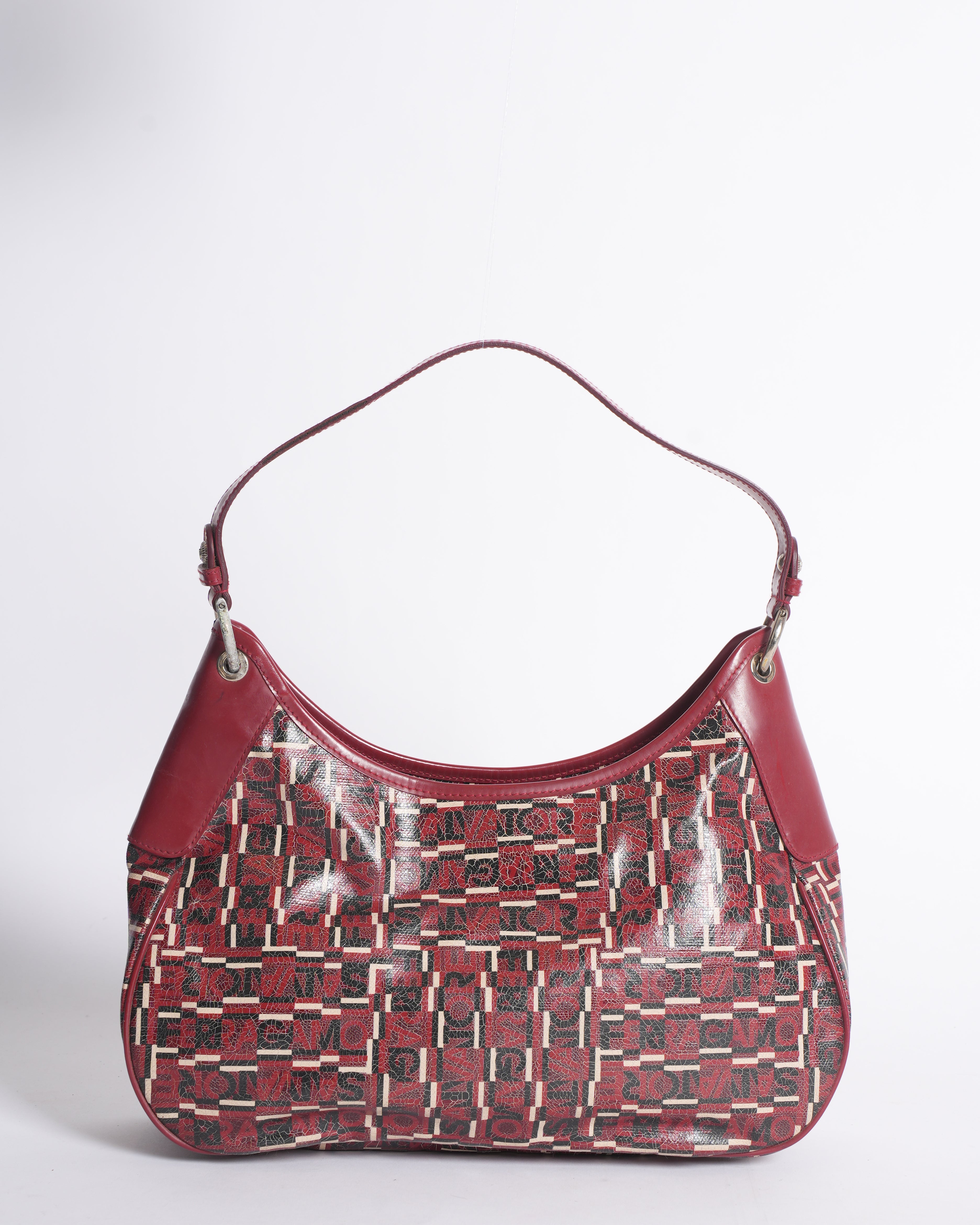 Salvatore Ferragamo red printed  shoulder bag