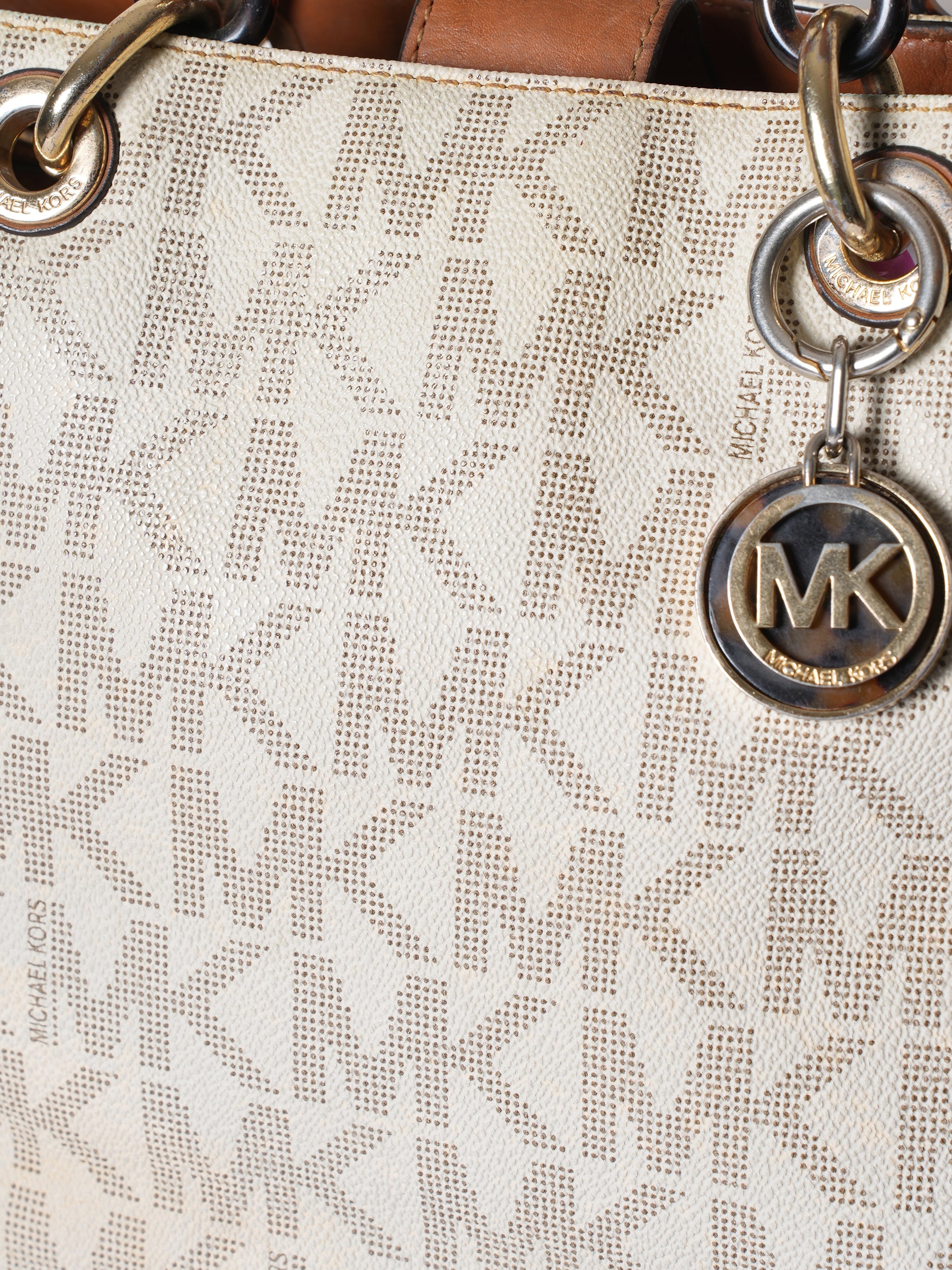 Michael Kors Cynthia Vanilla PVC Medium Satchel Bag