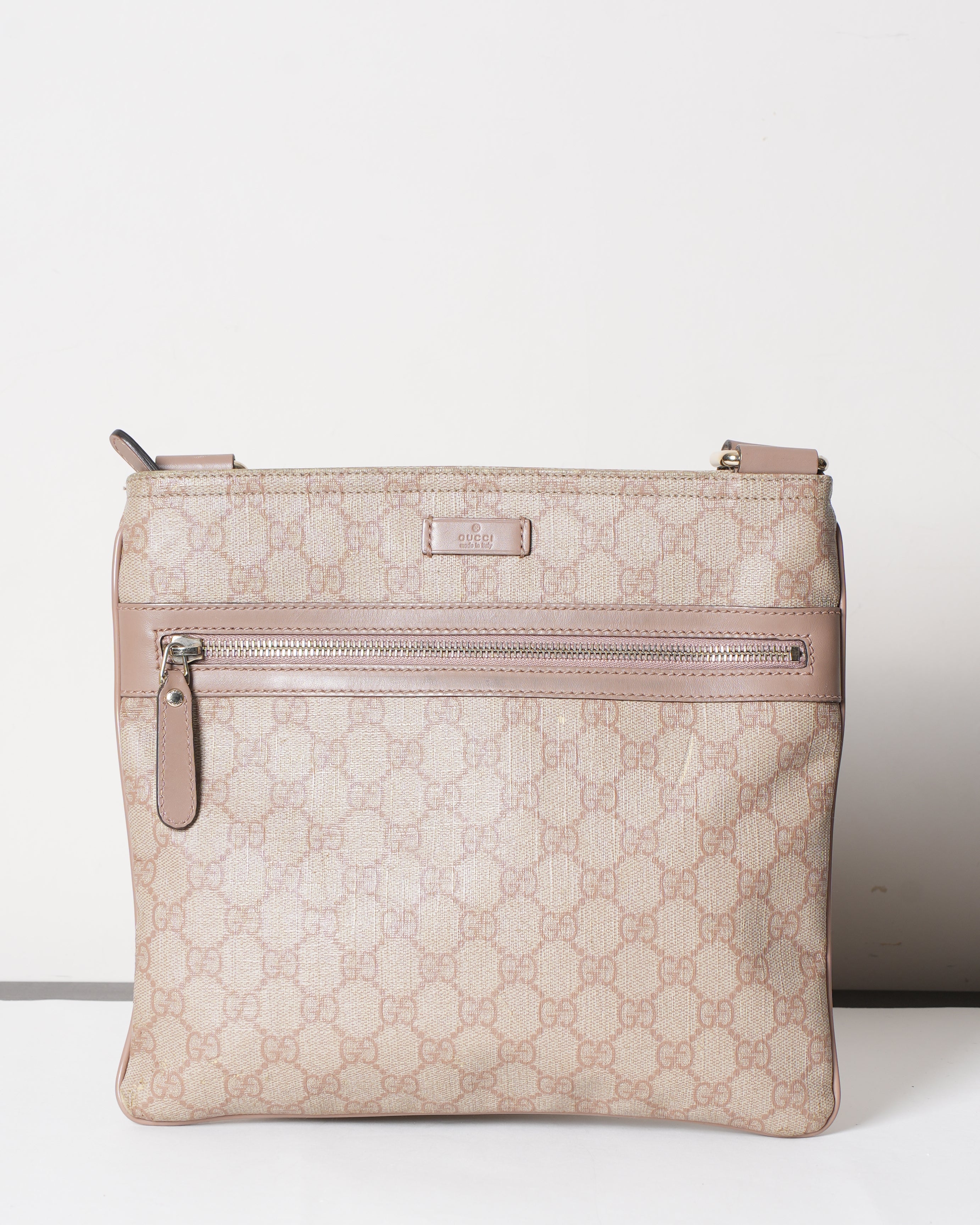 GUCCI store GG MONOGRAM CANVAS LEATHER HANDBAG