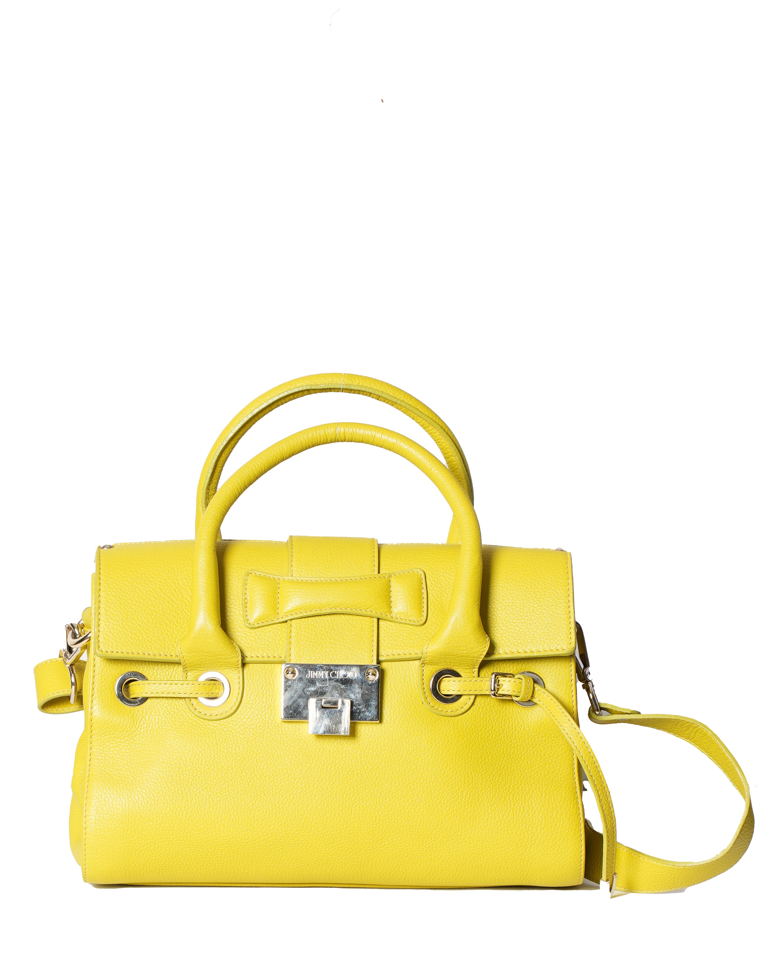 Jimmy Choo Yellow Leather Small Rosalie Top Handle Bag