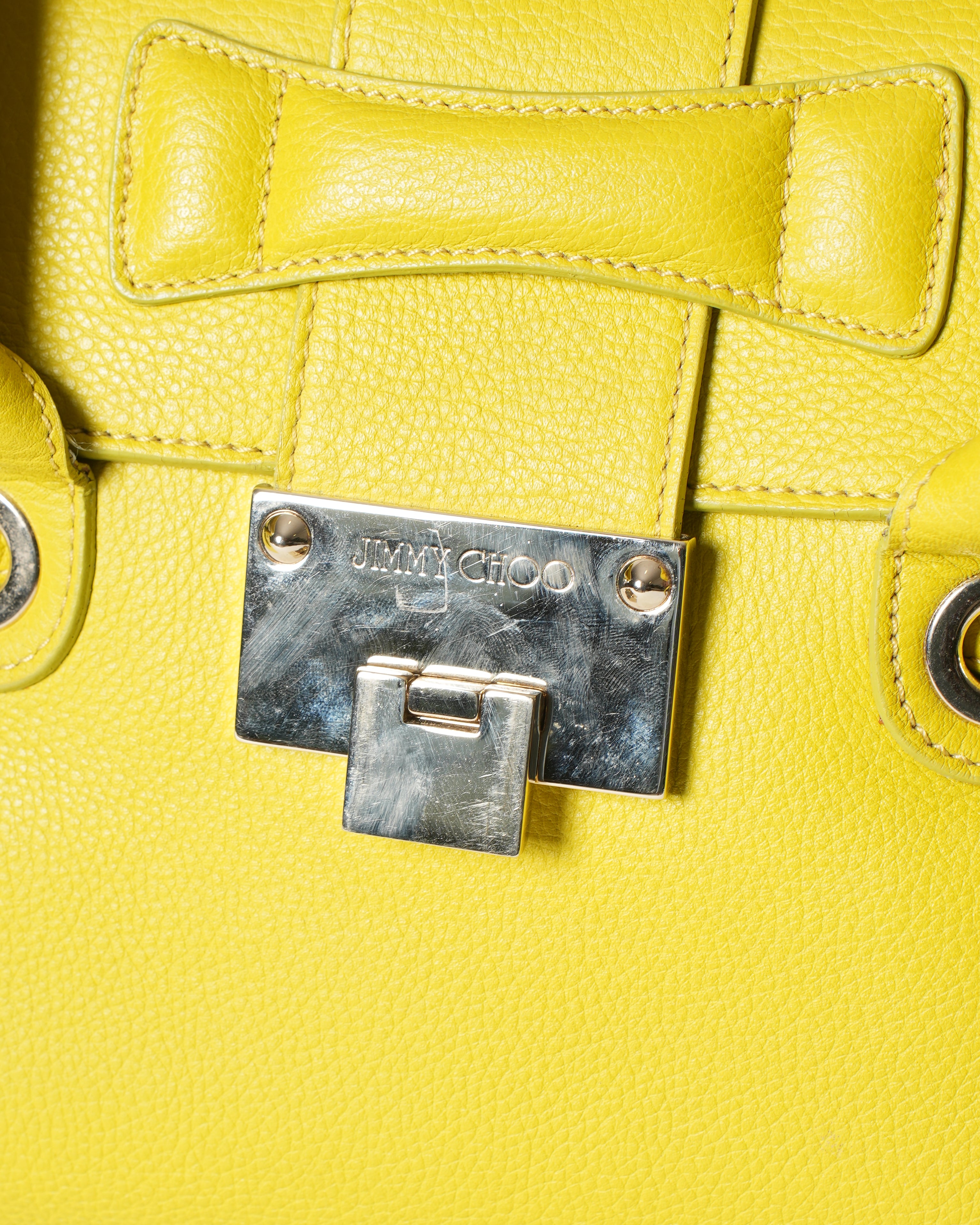 Jimmy Choo Yellow Leather Small Rosalie Top Handle Bag