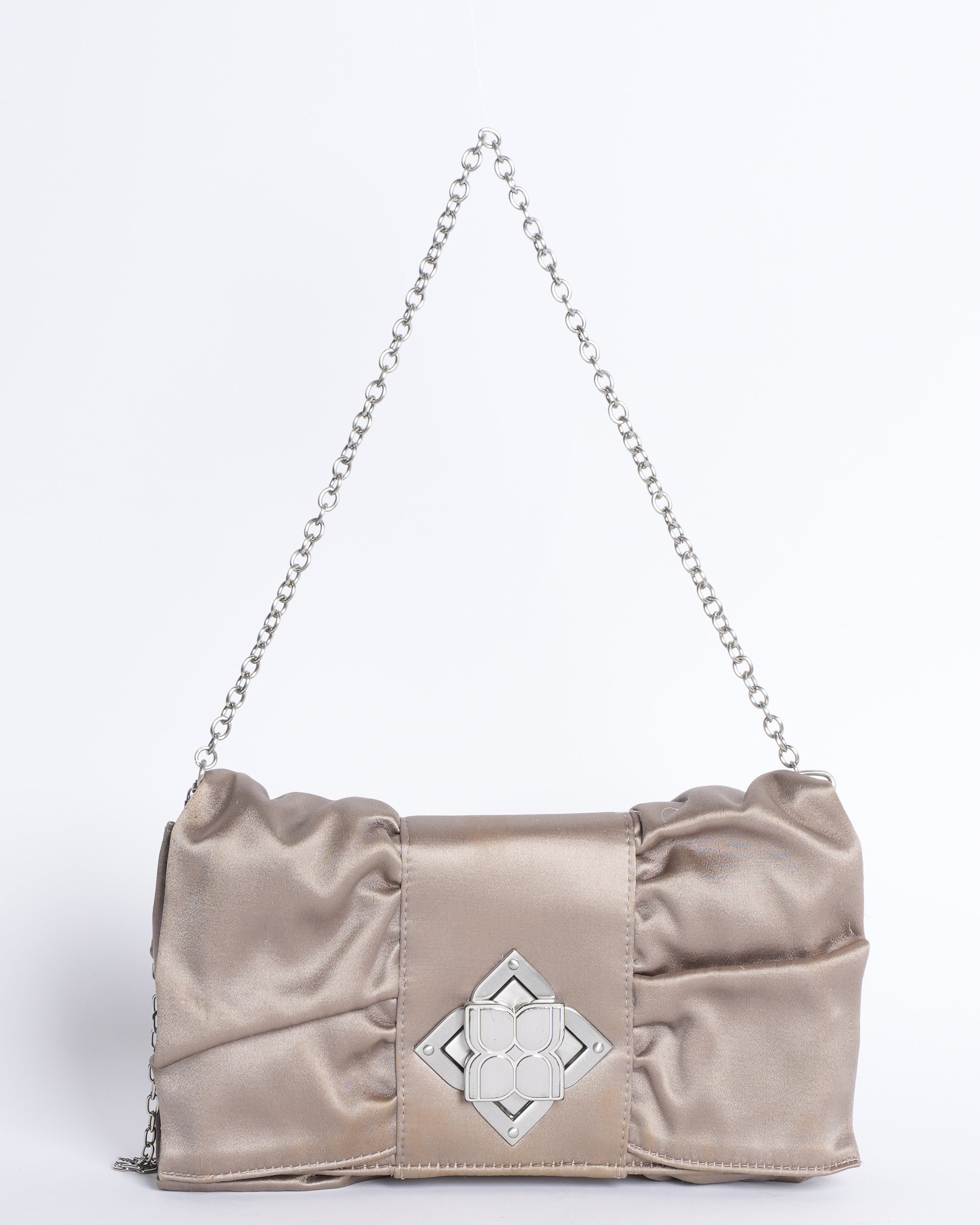 BCBG MazAzeia Taupe Satin Bow Clutch