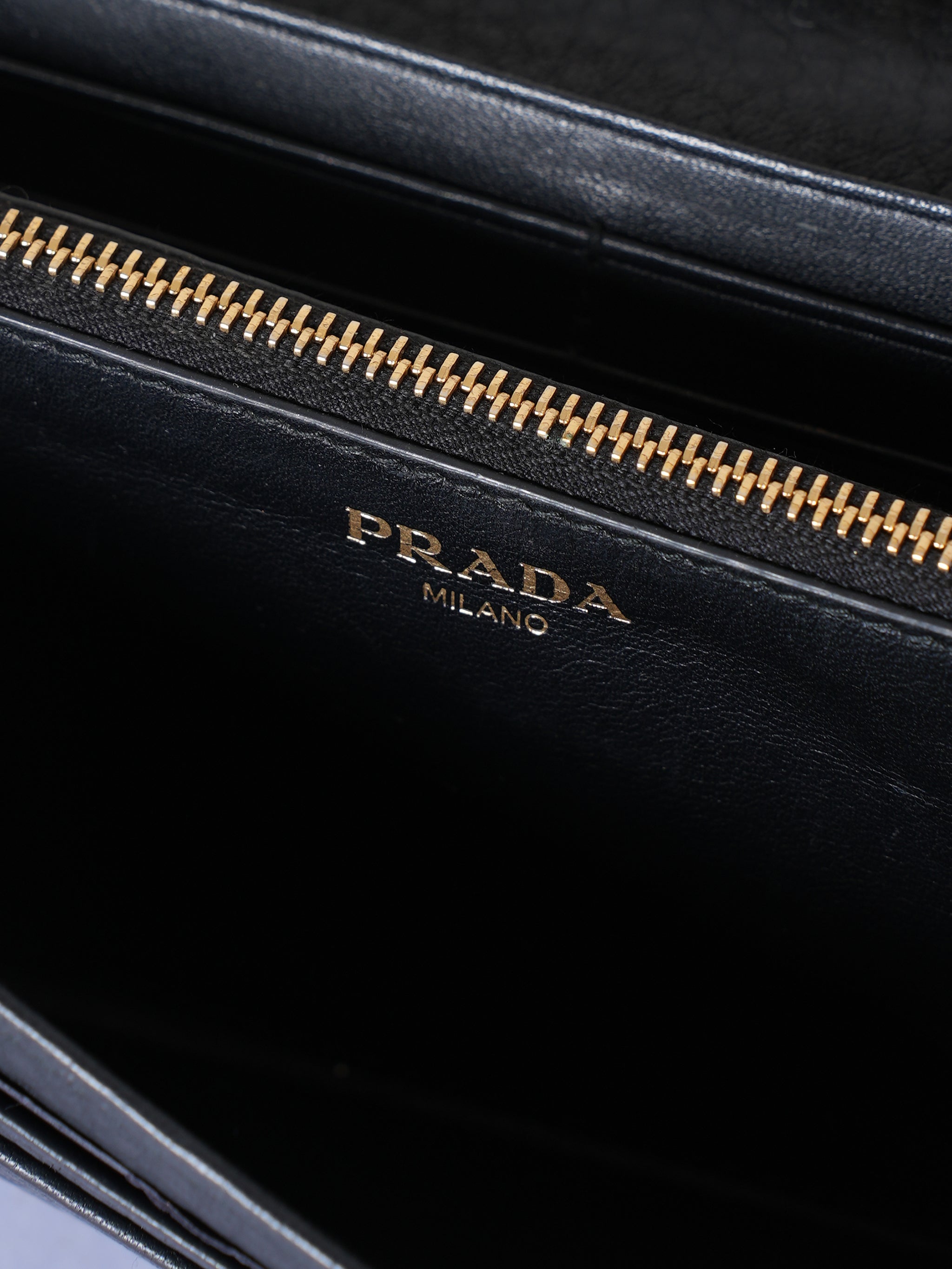 Prada Vitello Black Chain Wallet