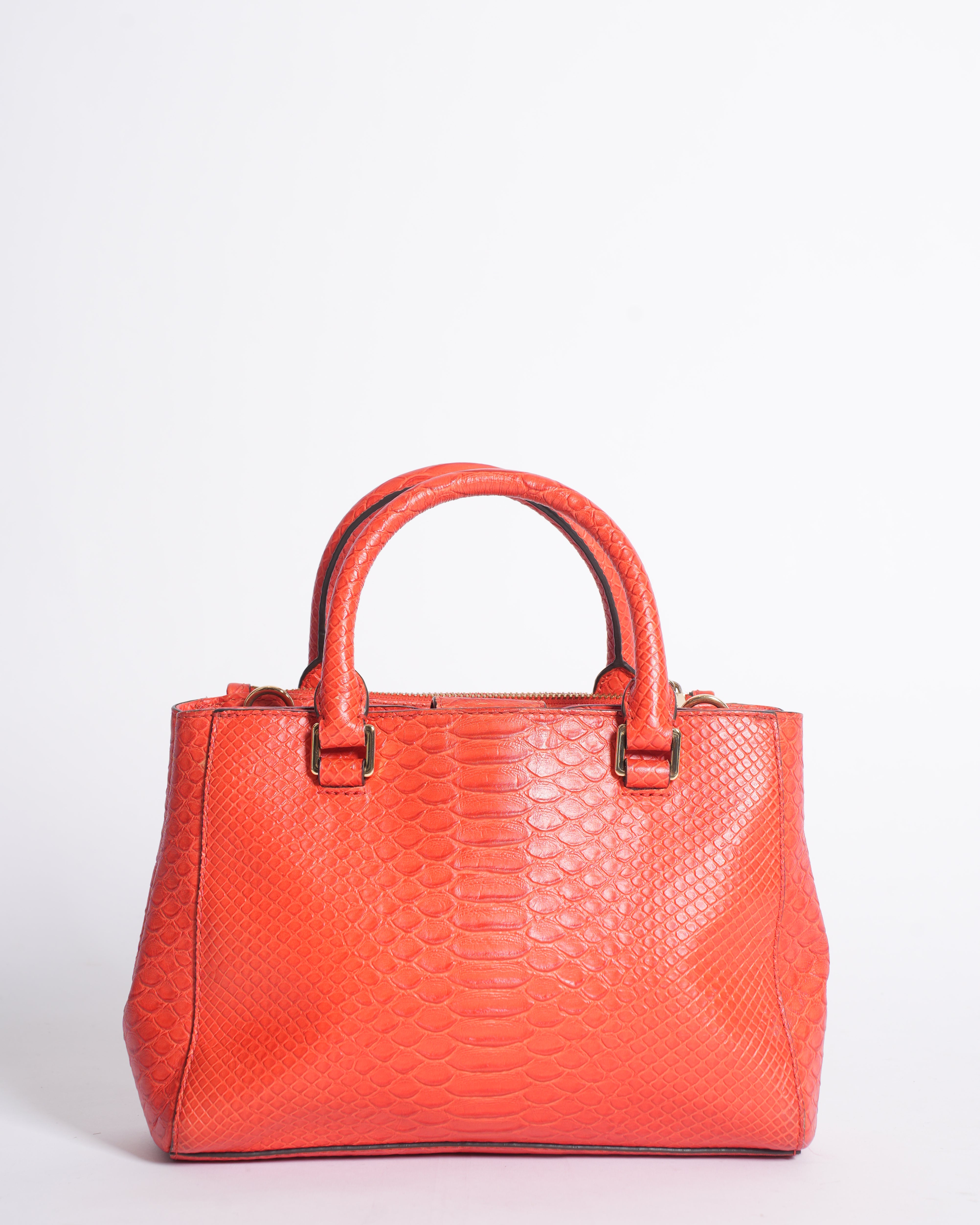 Michael Kors Kellen Small Red Snakeskin Satchel