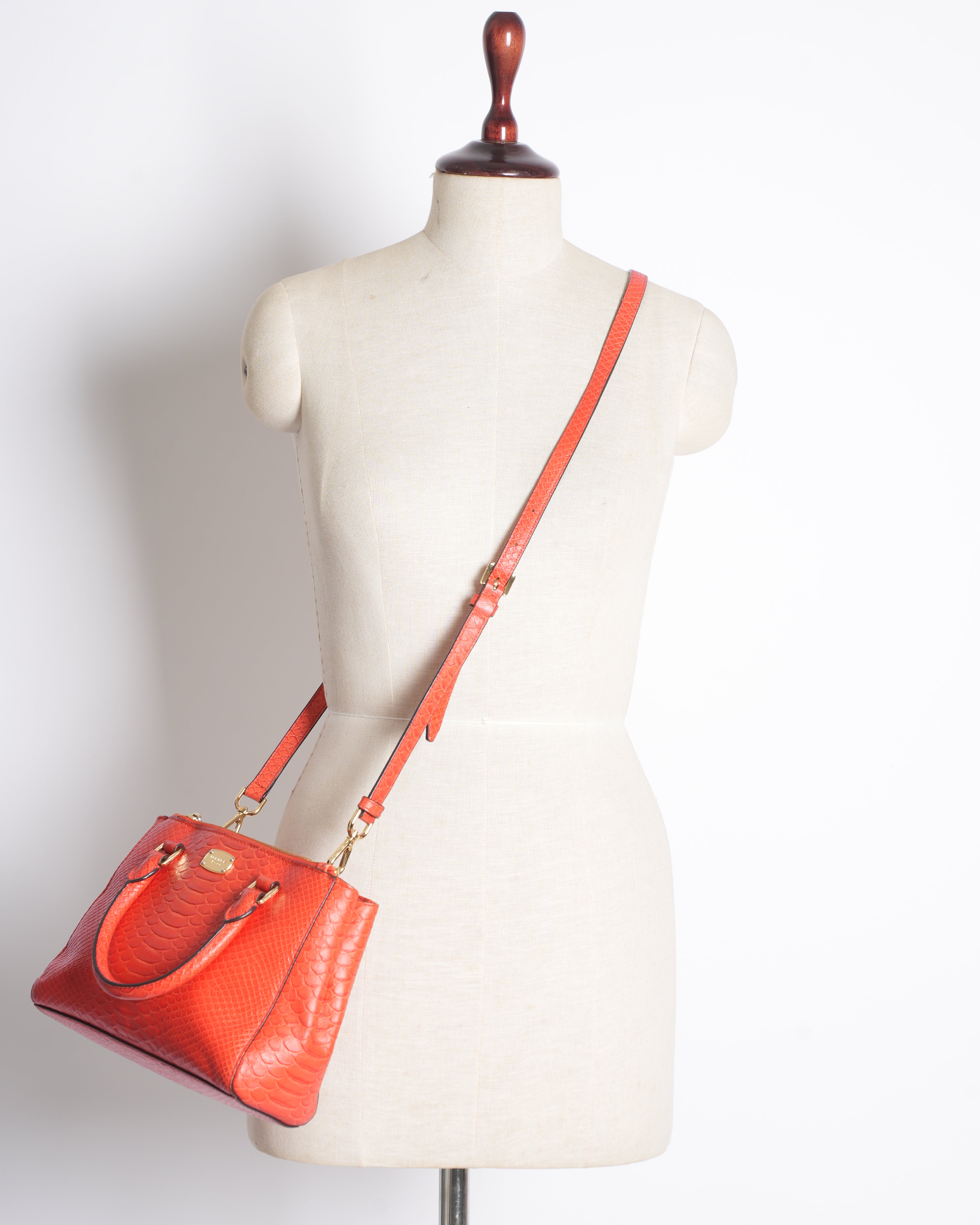 Michael Kors Kellen Small Red Snakeskin Satchel