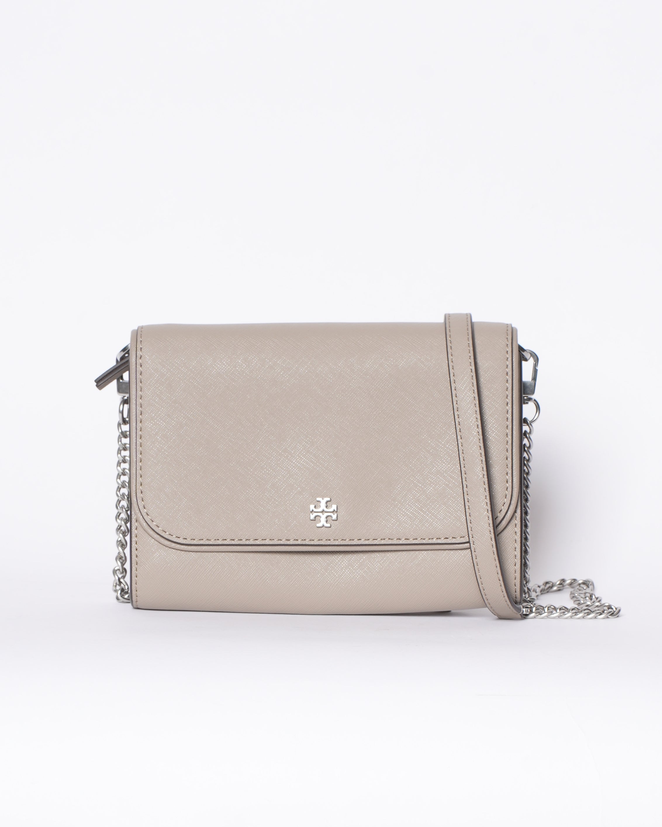 New Tory Burch Emerson Charm Wallet In Grey