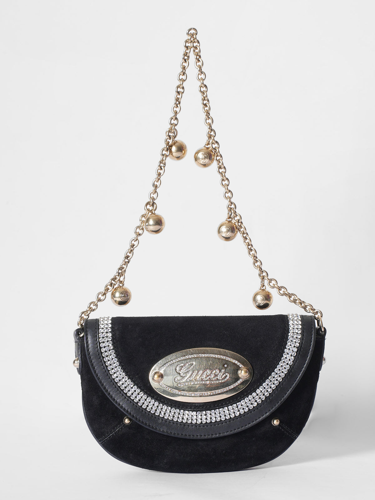 Gucci Black Embellished Suede Handbag