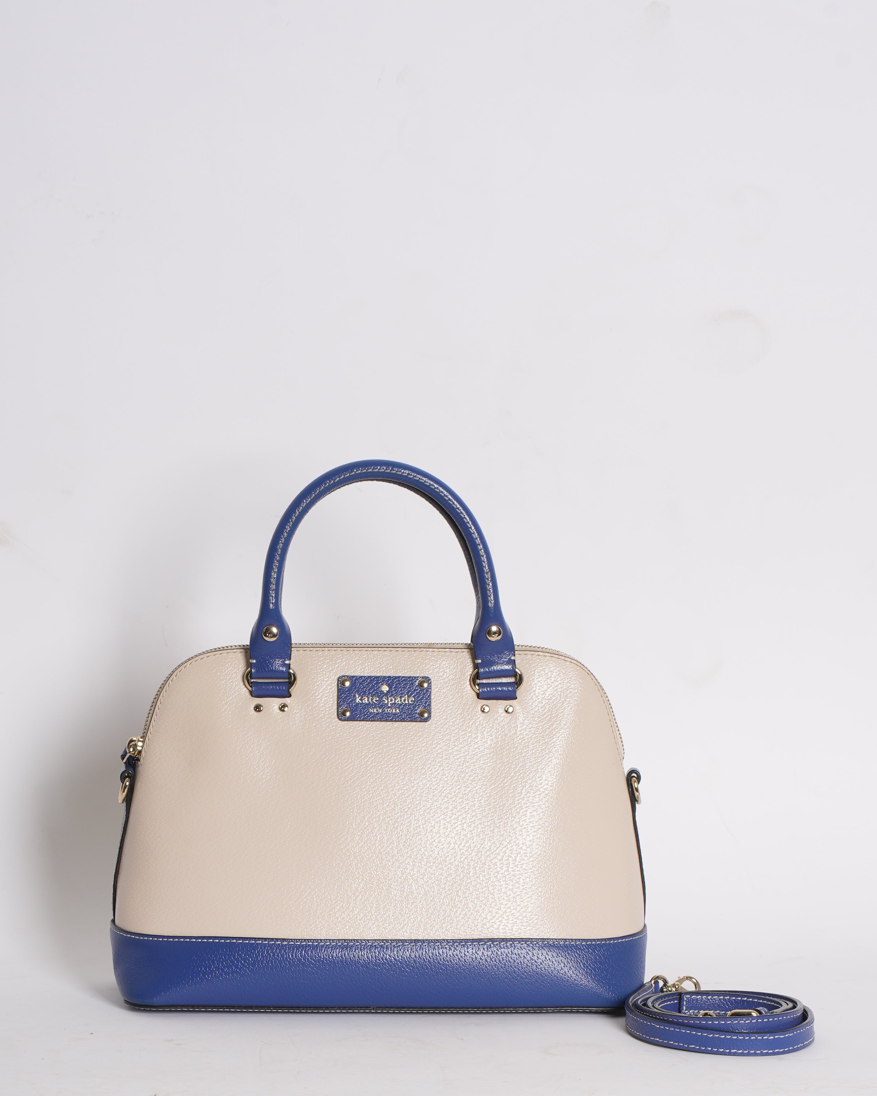 New Kate Spade Cream & Blue Rachelle Top Handle Bag