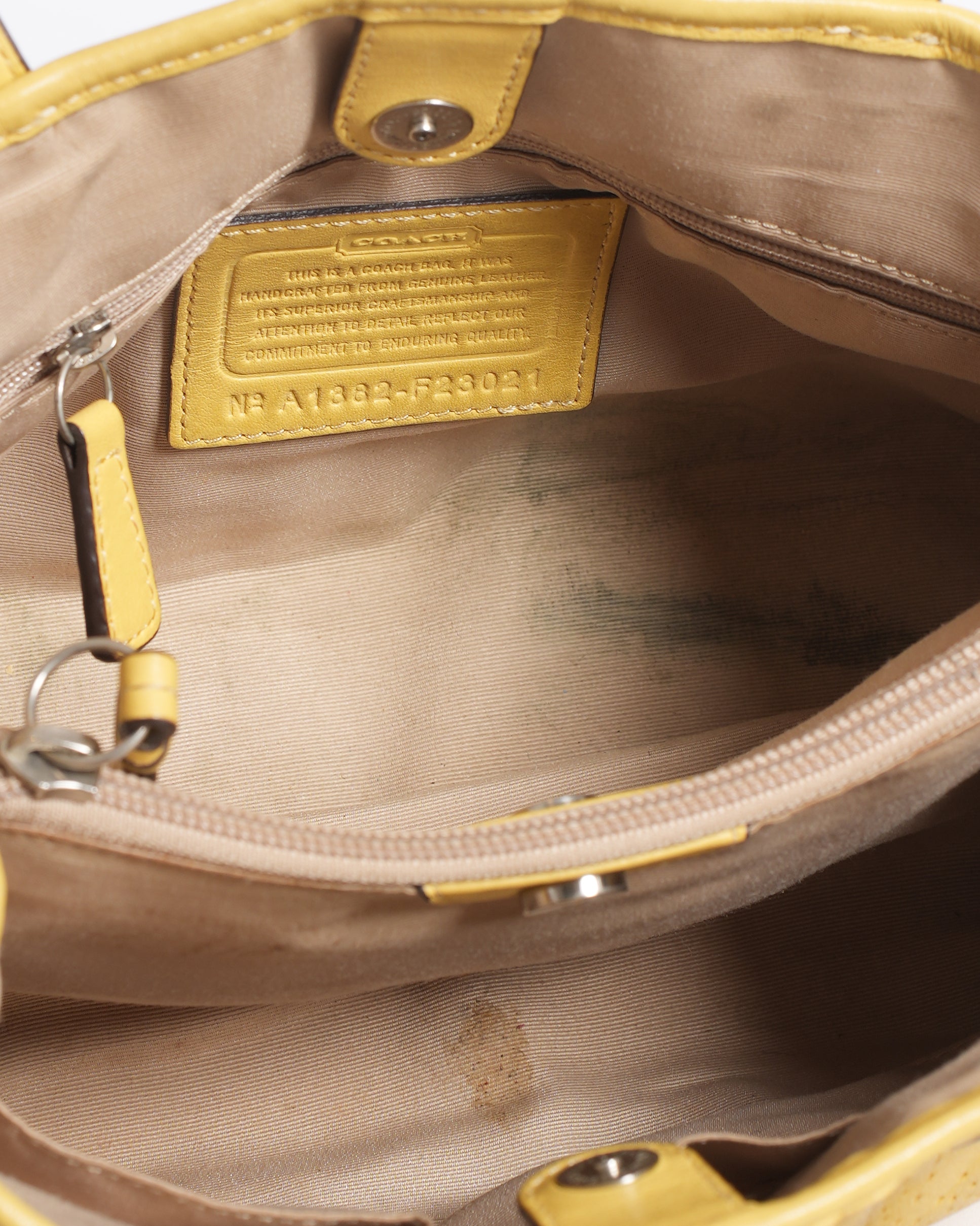 Perforated Coach Yellow Leather Crossbody