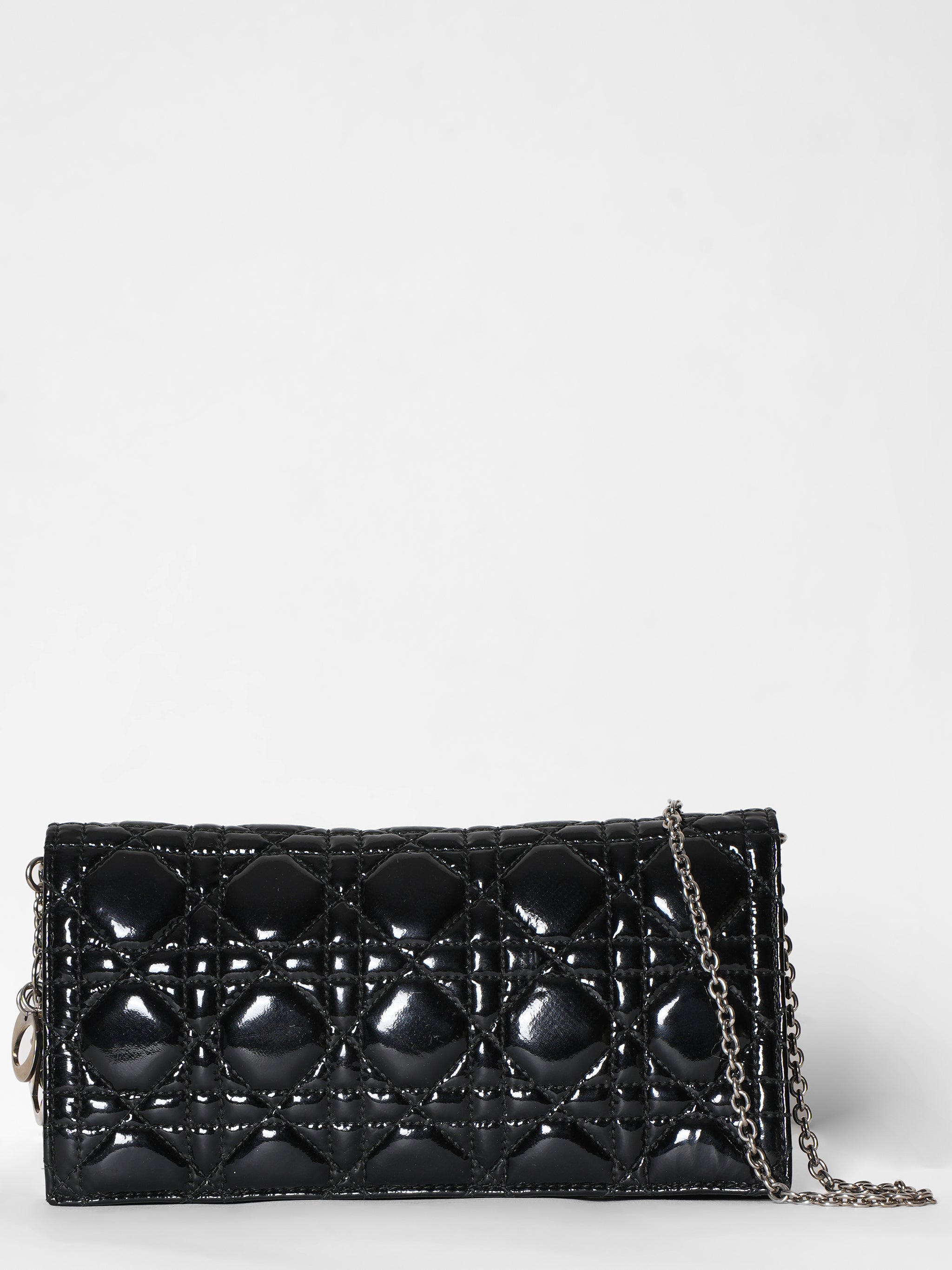 Dior Cannage Quilted Patent Leather Clutch