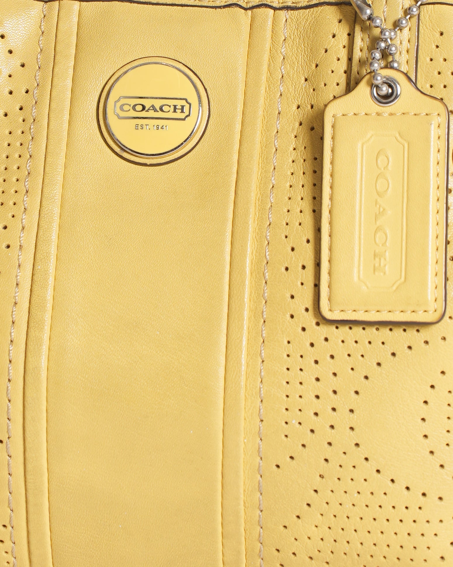 Perforated Coach Yellow Leather Crossbody