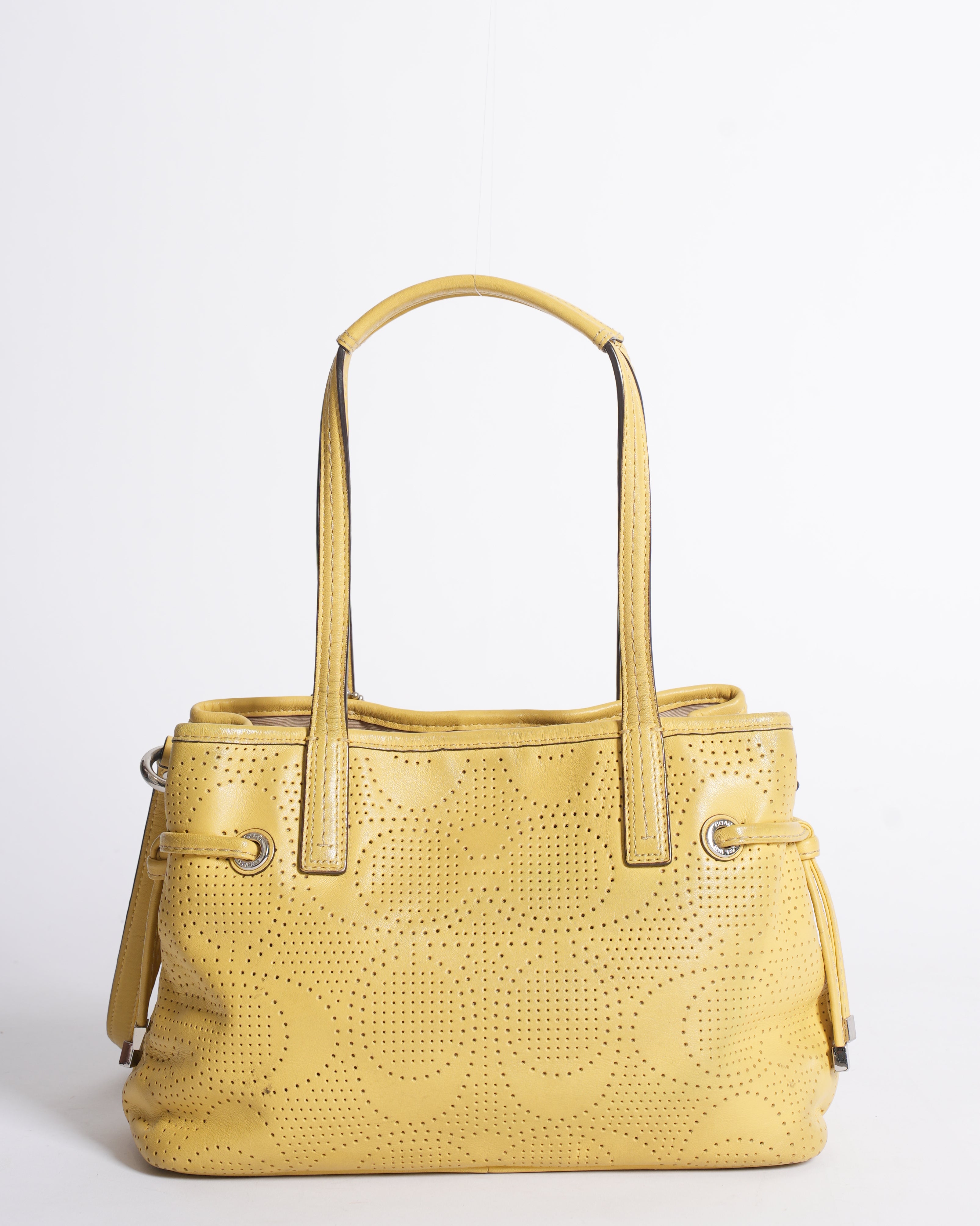 Perforated Coach Yellow Leather Crossbody