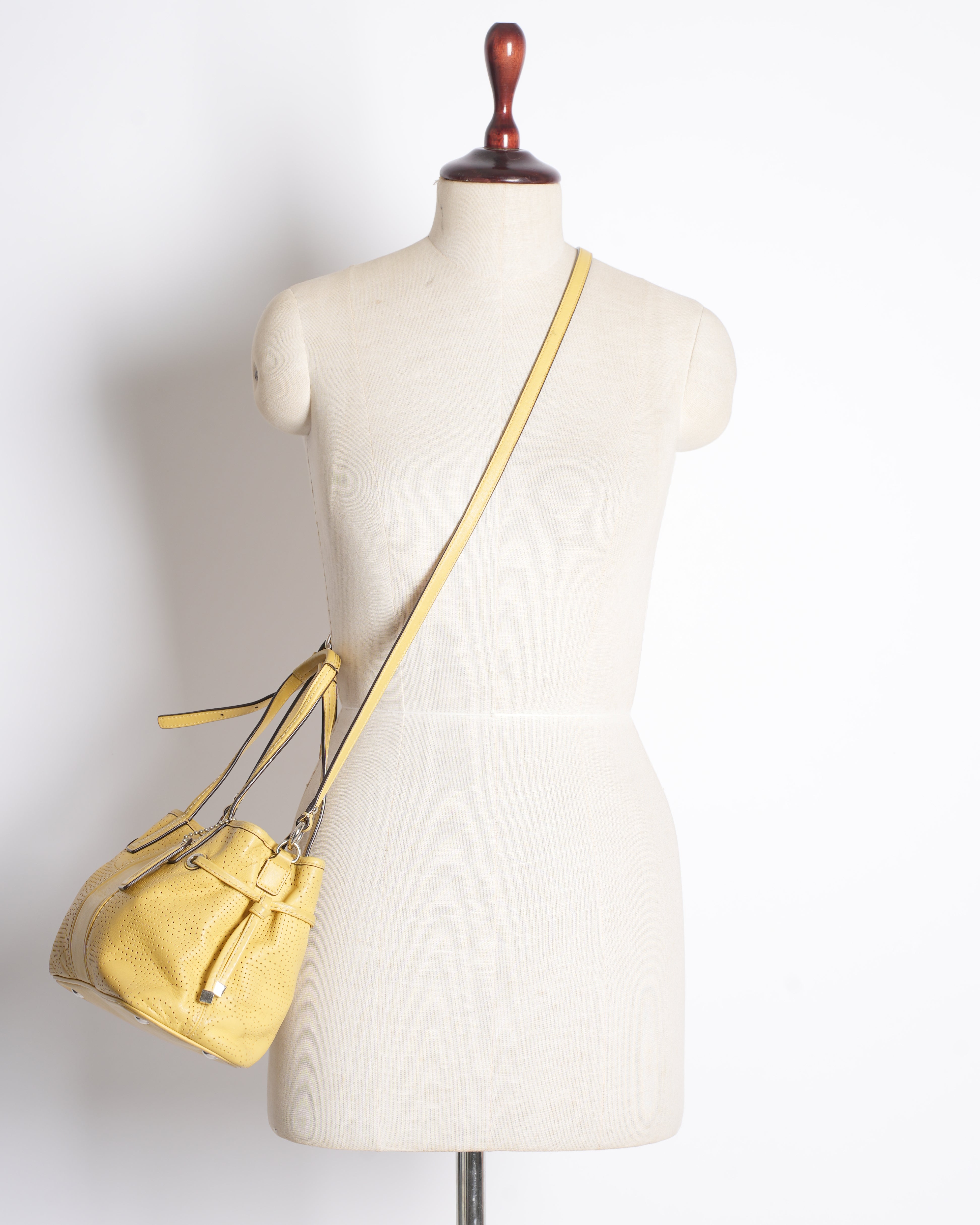 Perforated Coach Yellow Leather Crossbody