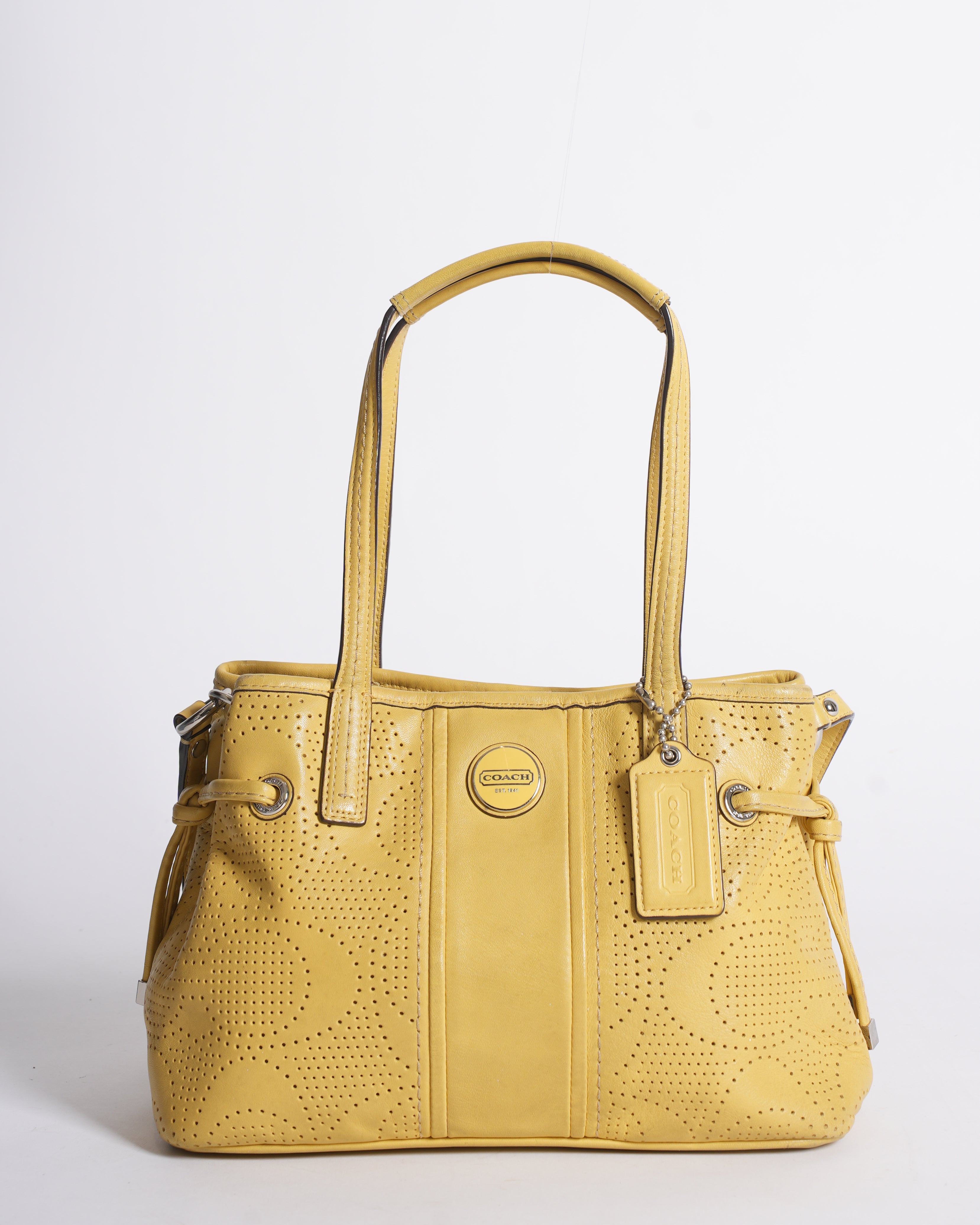 Perforated Coach Yellow Leather Crossbody