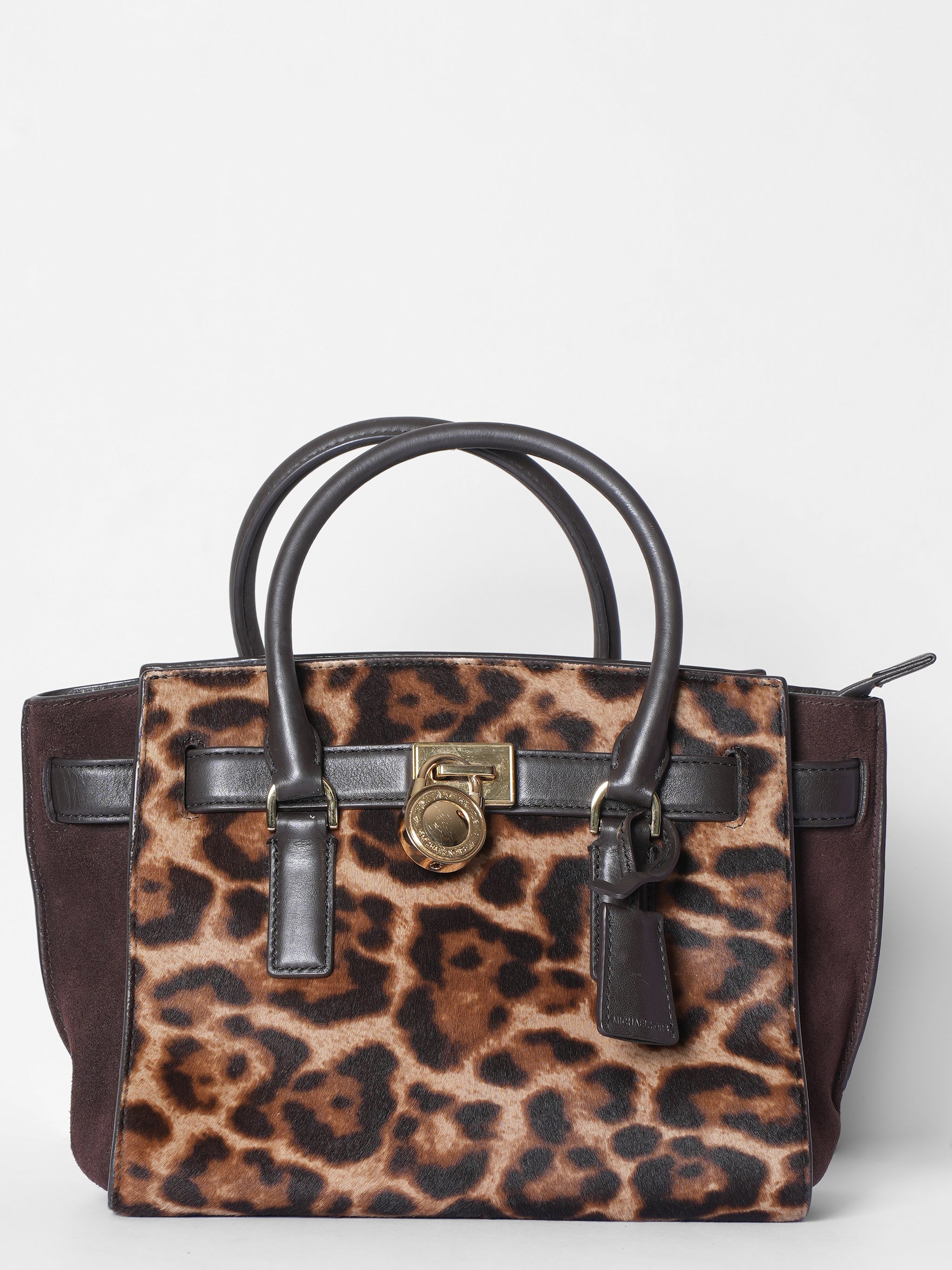 Michael Kors Hamilton Traveler Satchel Bag In Leopard Calf Hair